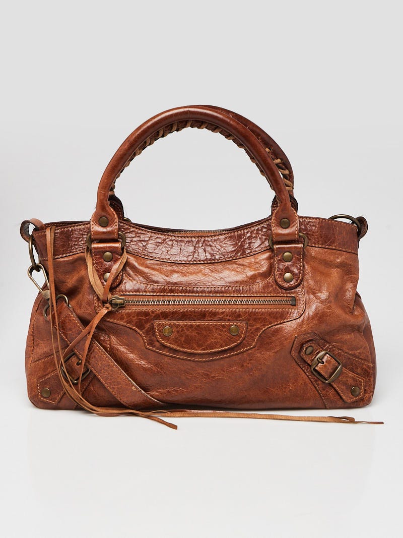 Balenciaga Chocolate Chevre Leather Flat Brass Le Dix Lariat Bag