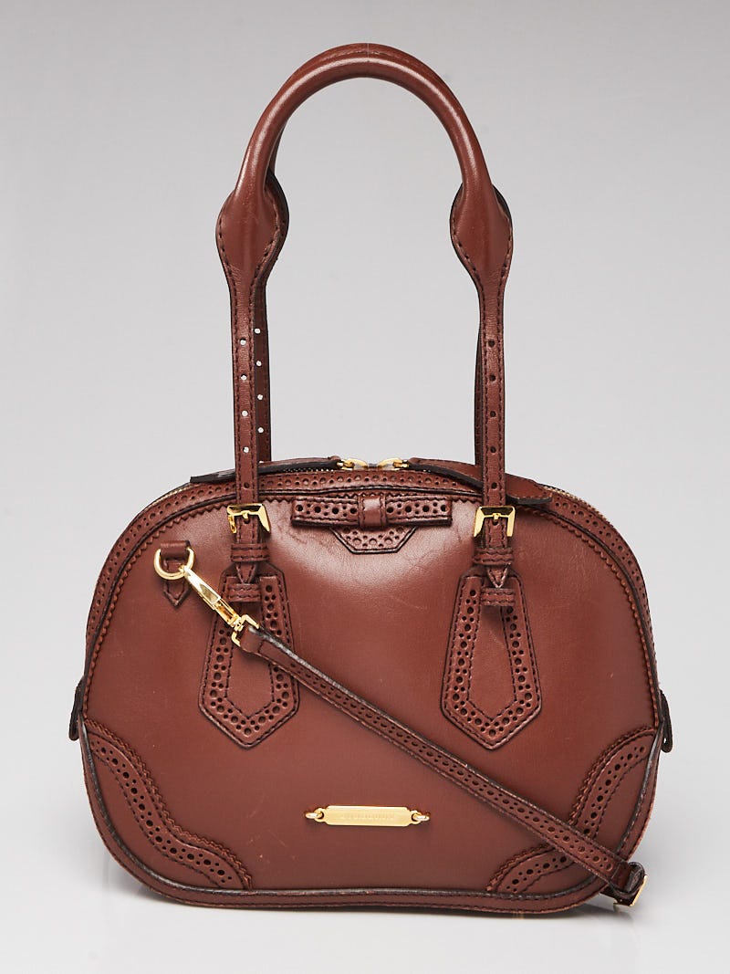 Burberry Brown Brogue Leather Small Orchard Bag | Yoogi's Closet