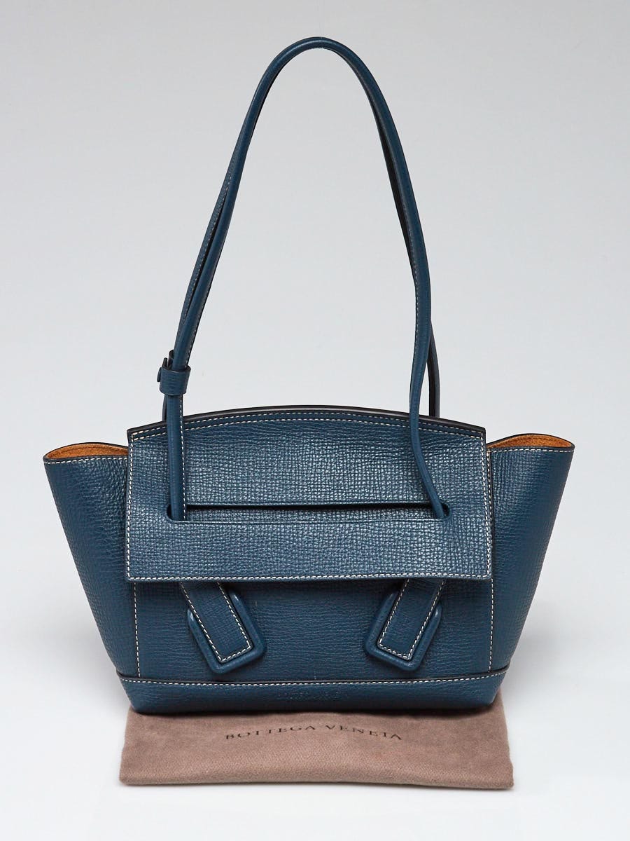 Bottega Veneta Dark Blue Grainy Calfskin Leather Small Arco