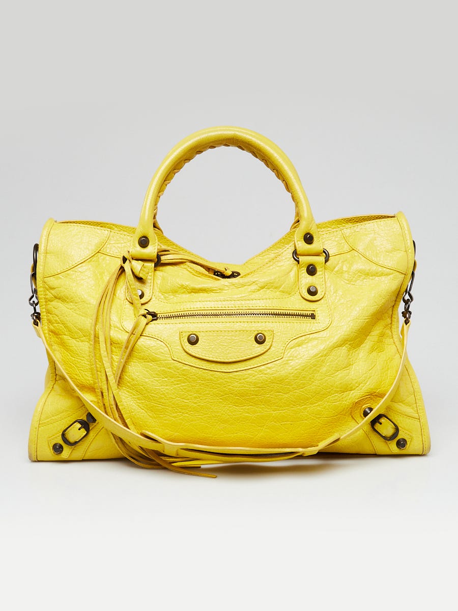 Balenciaga Curry Lambskin Leather Motorcycle City Bag | Yoogi's Closet