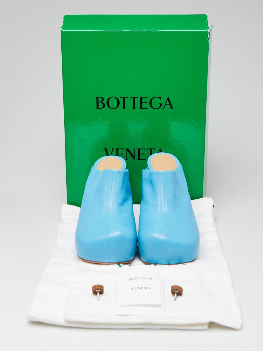 Bottega Veneta Bright Blue Leather Stretch The Bold Mule Heels