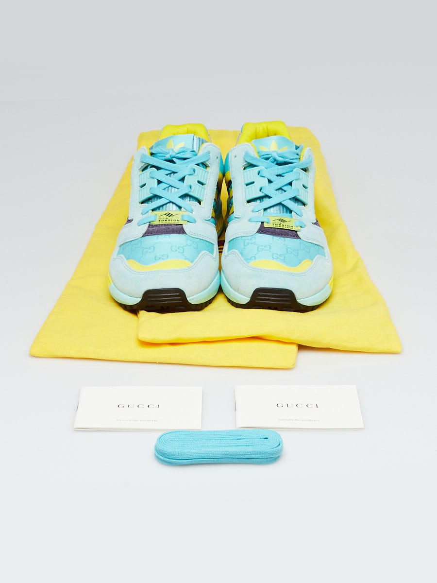 Gucci x Adidas Blue/Yellow Suede/Fabric ZX 8000 Chunky Sneakers