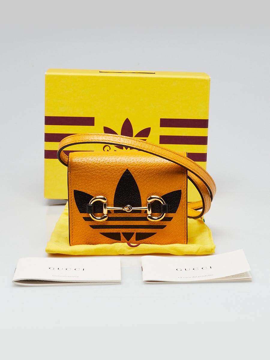 Gucci x Adidas Yellow/Black Leather 1955 Horsebit Card Holder Mini
