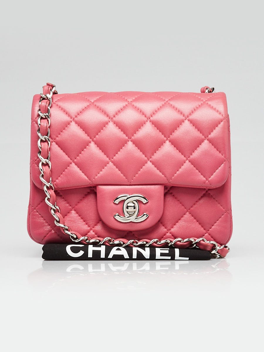 Chanel Pink Quilted Lambskin Leather Classic Square Mini Flap Bag