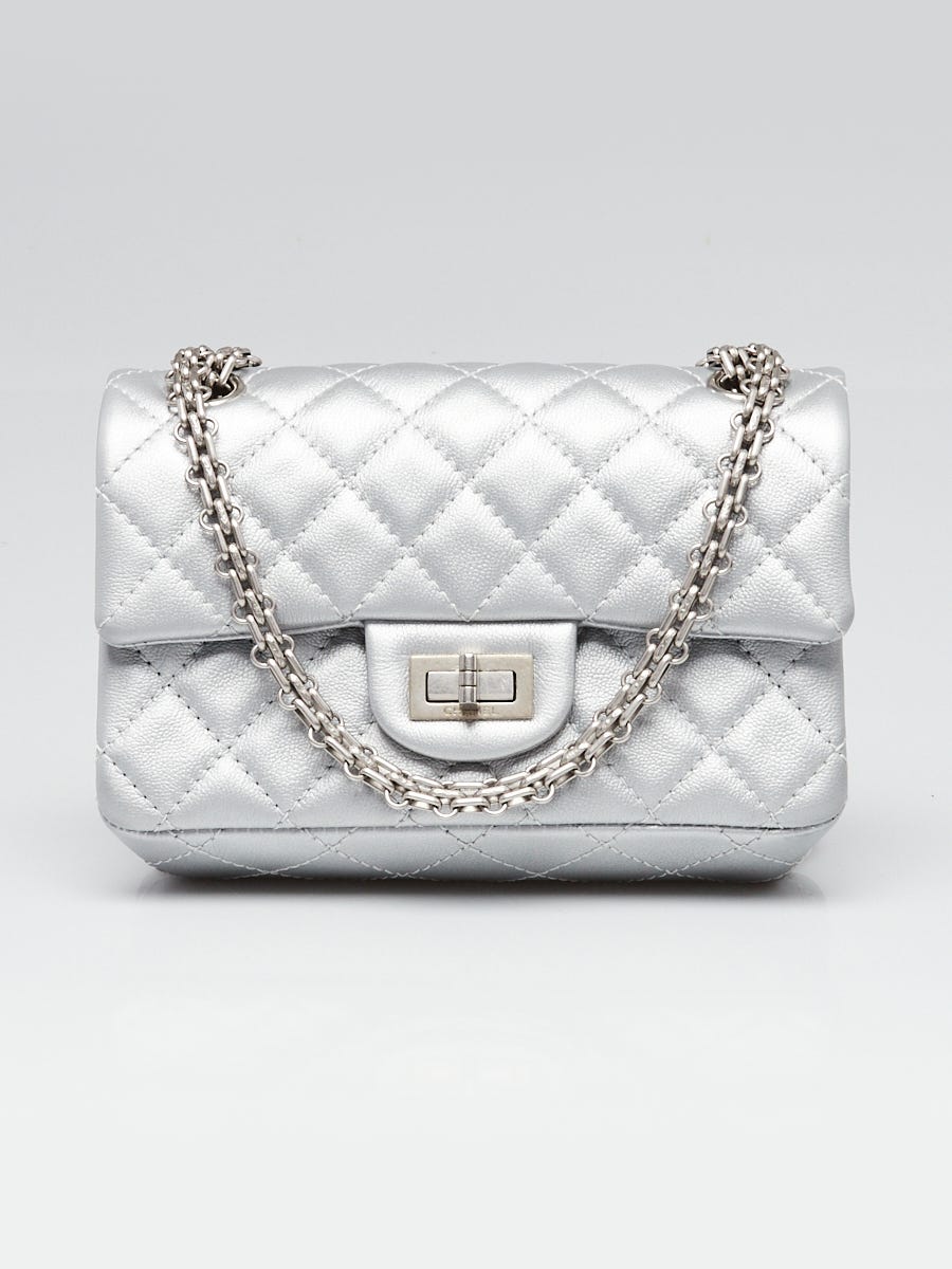 Chanel Silver Quilted Calfskin Leather 2.55 Reissue Mini Flap Bag
