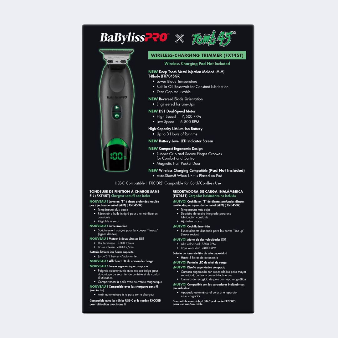 BaBylissPRO x Tomb45® Wireless-Charging Hair Trimmer | BaBylissPRO