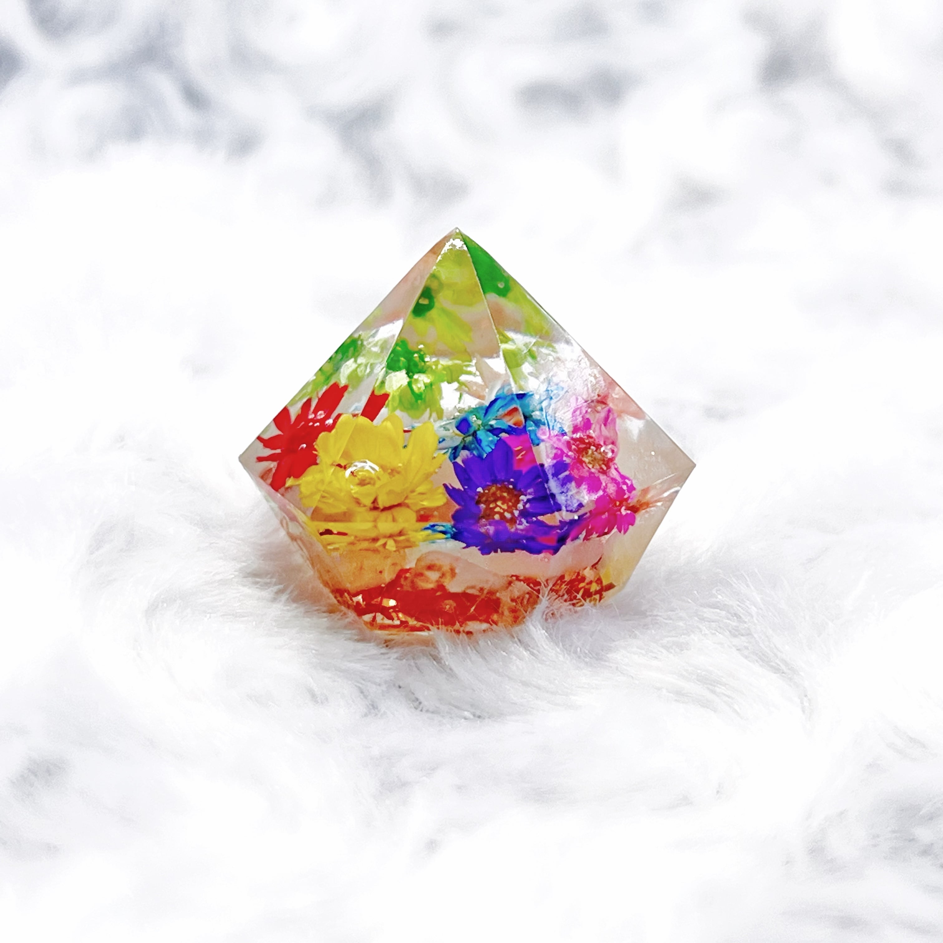 花畑オルゴナイト ダイヤ型 単品 ボタニカル フラワー アラゴナイト