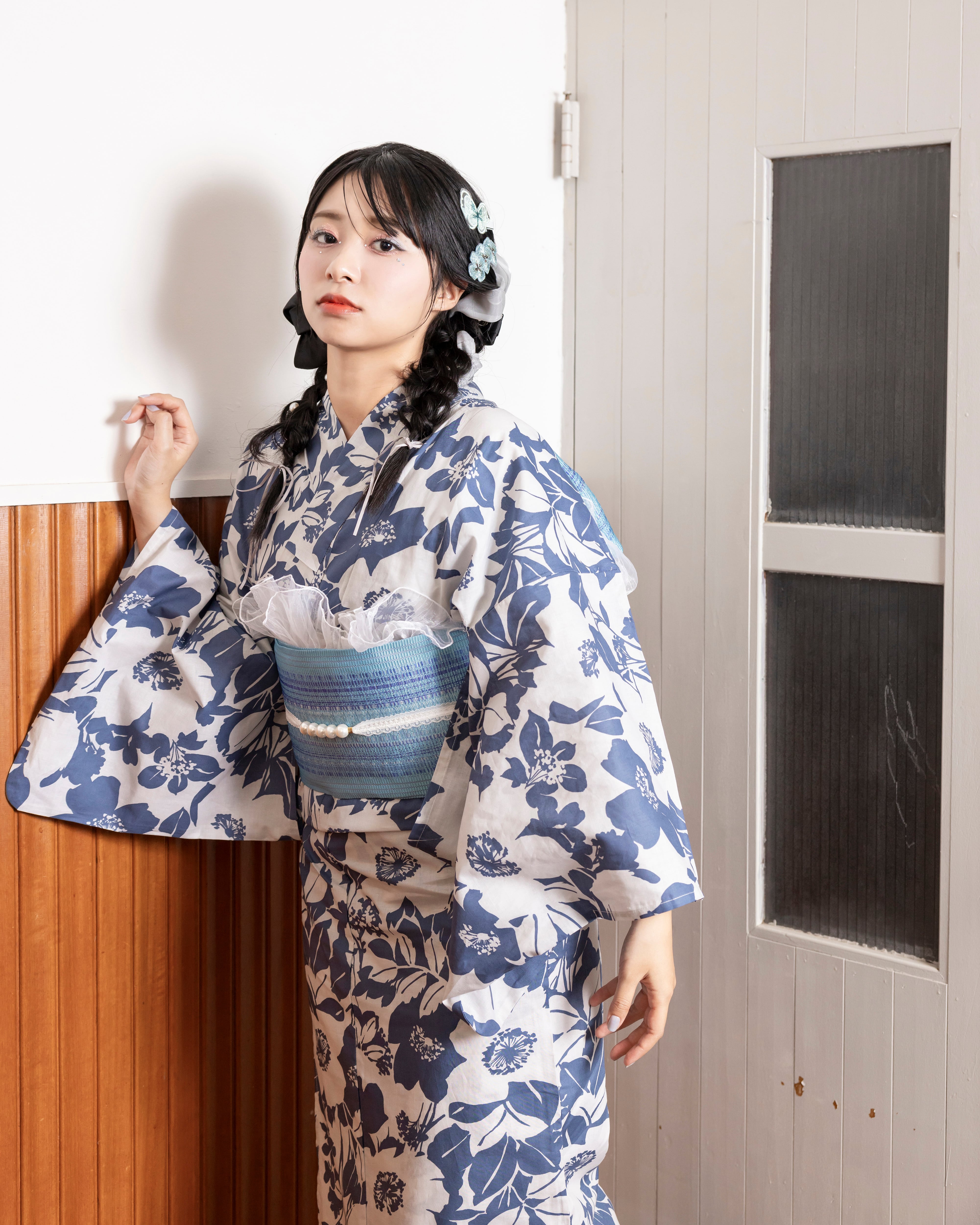 浴衣 単品（レトロ 総花柄 ブルーグレー） | KIMONO CHOYA［きもの蝶屋］