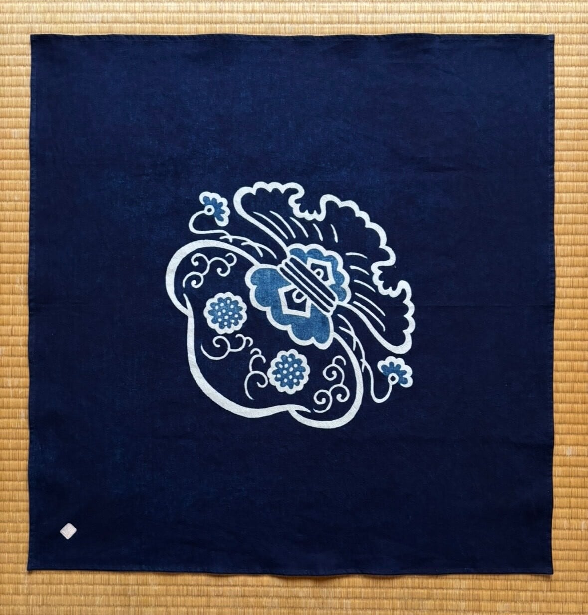 筒描藍染 暖簾 花尽くし | 長田染工場
