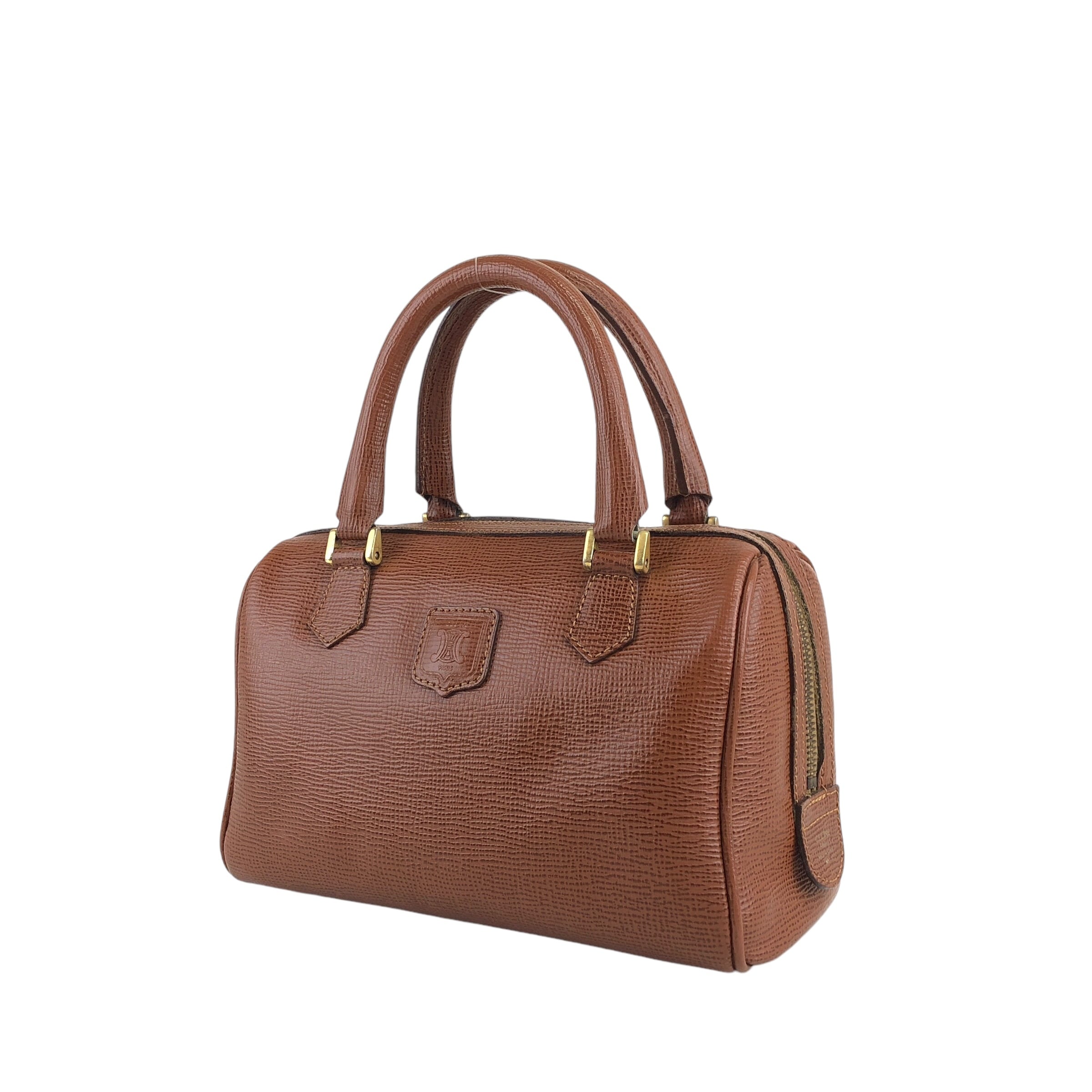 CELINE セリーヌ ハンドバッグ ブラウン ブラゾン型押し 型押しレザー