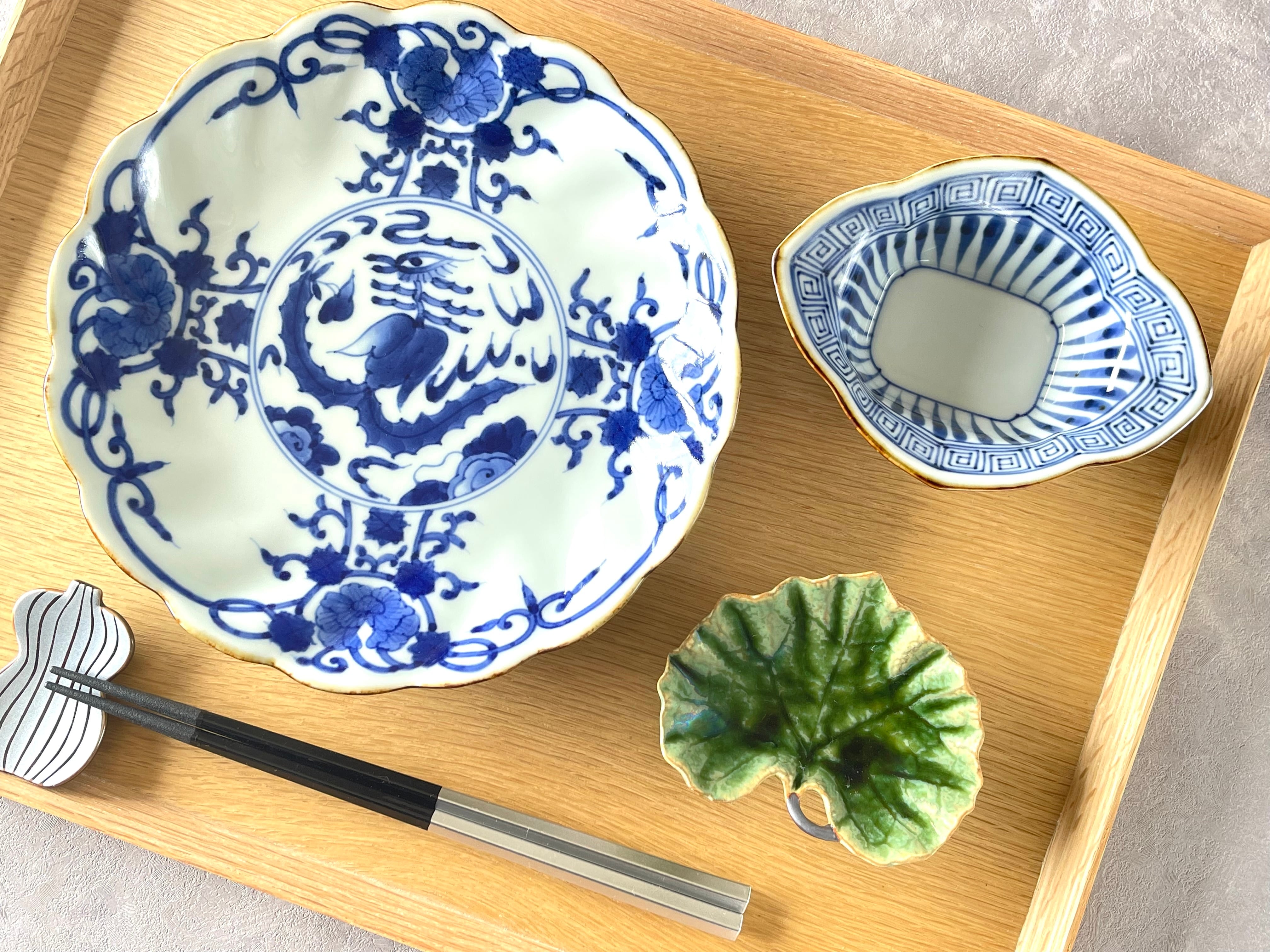 有田焼 福泉窯 染付鳳凰草花紋輪花皿 21cm | FUCHIGAMI TOJIKI