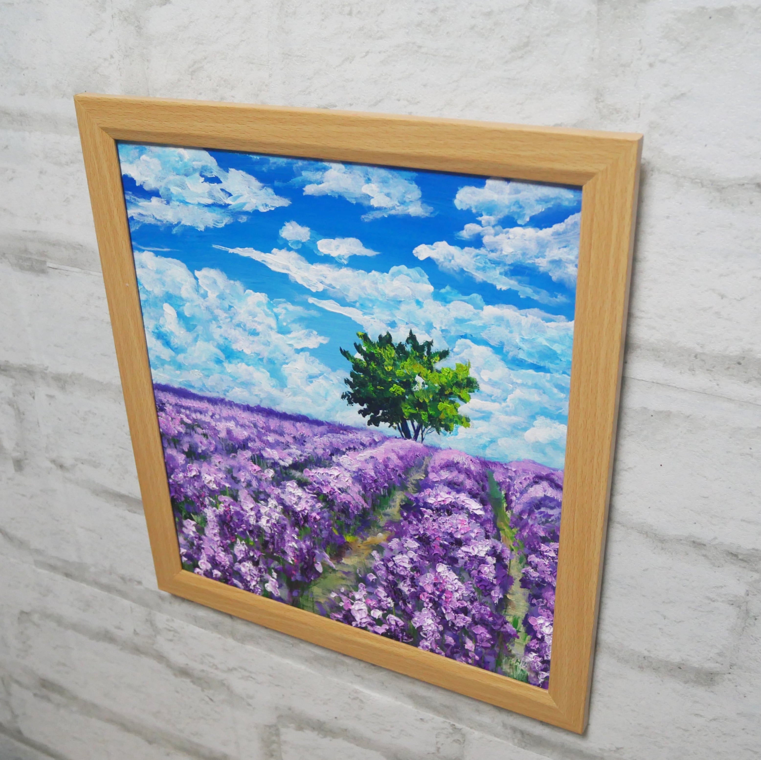 油絵 油彩 油彩画 絵 絵画【青空の下に咲くラベンダー】 油絵 油彩