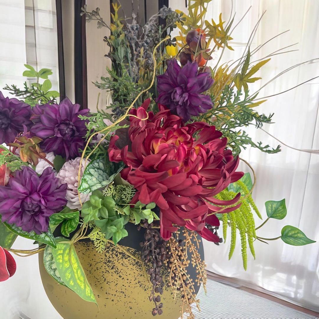 光触媒 和モダン フラワーアレンジメント 和風 和の花 和室飾り造花