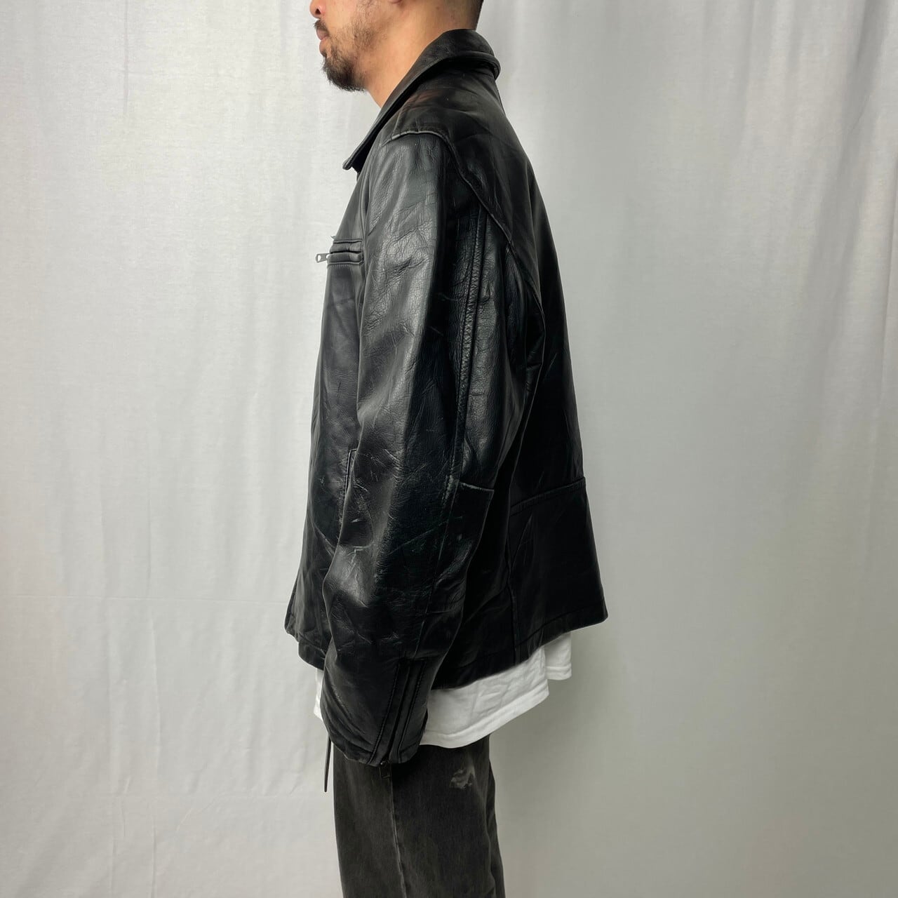 Levi's リーバイス レザージャケット メンズXL相当 古着 スポーツ
