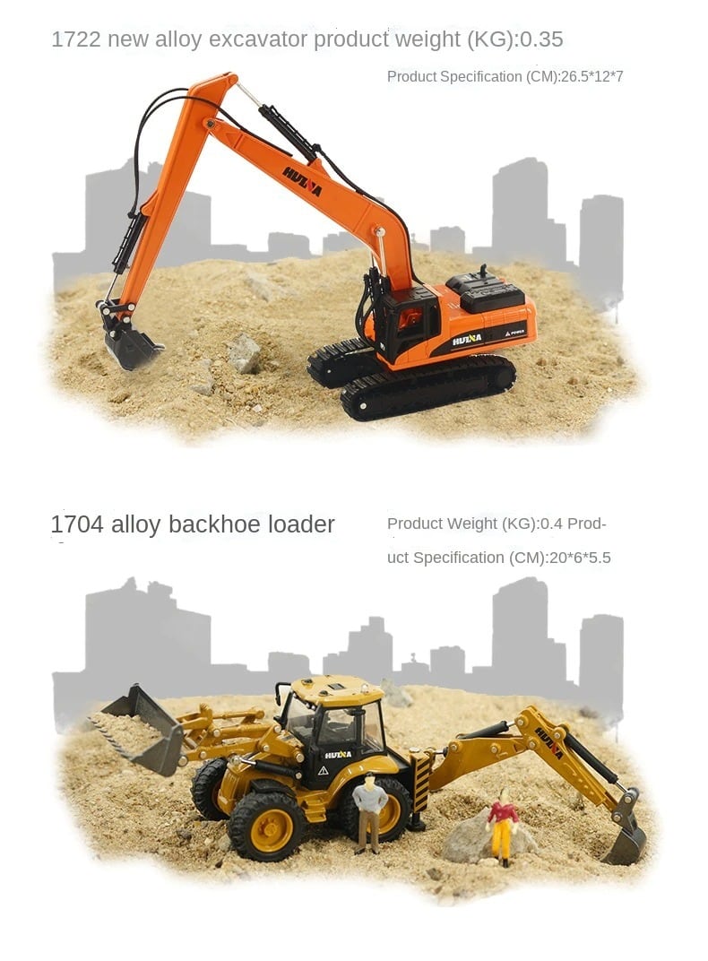 1/50 HUINA 油圧ショベル ショベルカー Excavator Digger オレンジ