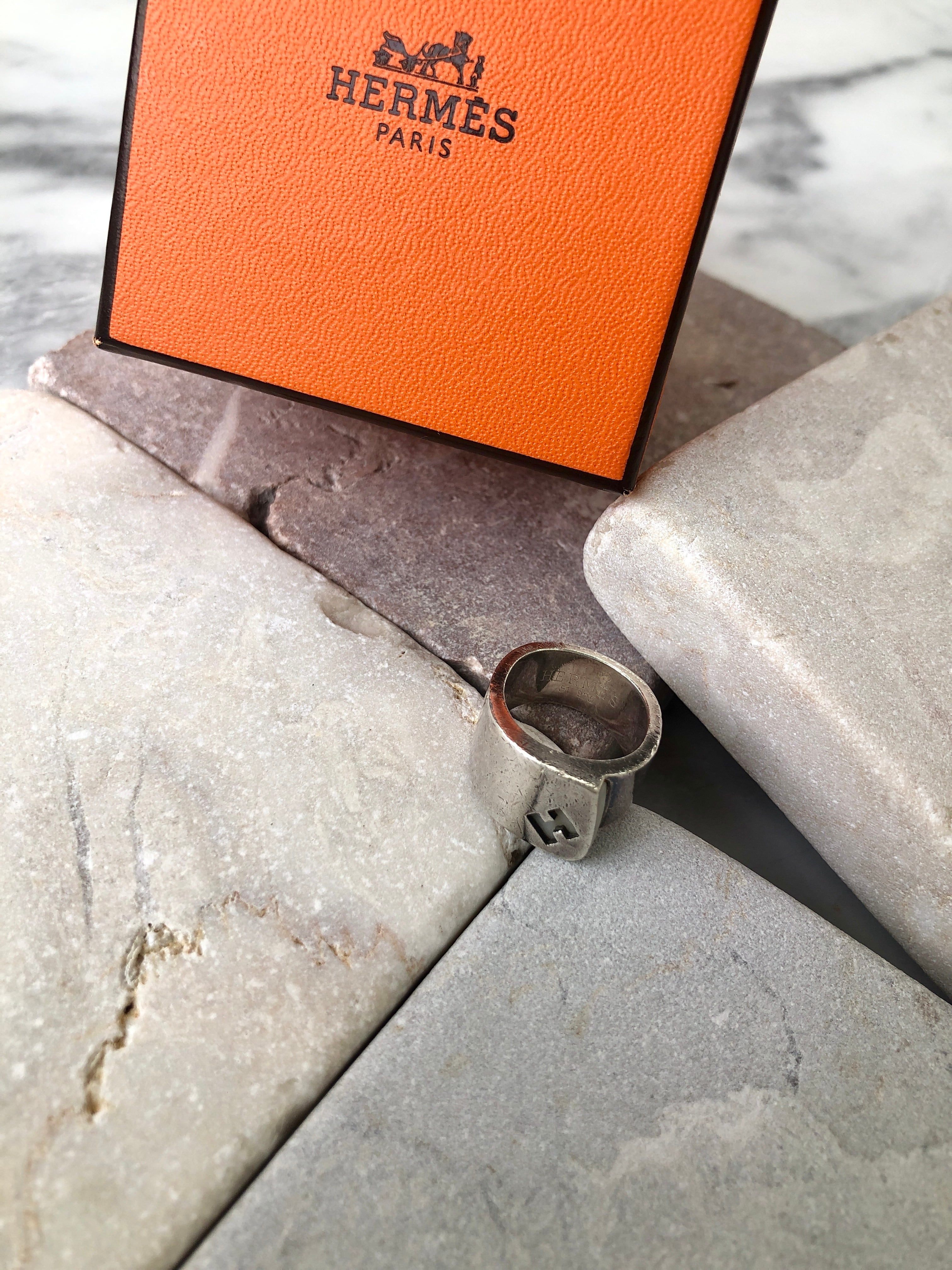 HERMES エルメス リング シルバー Hロゴ 9号 vintage ヴィンテージ