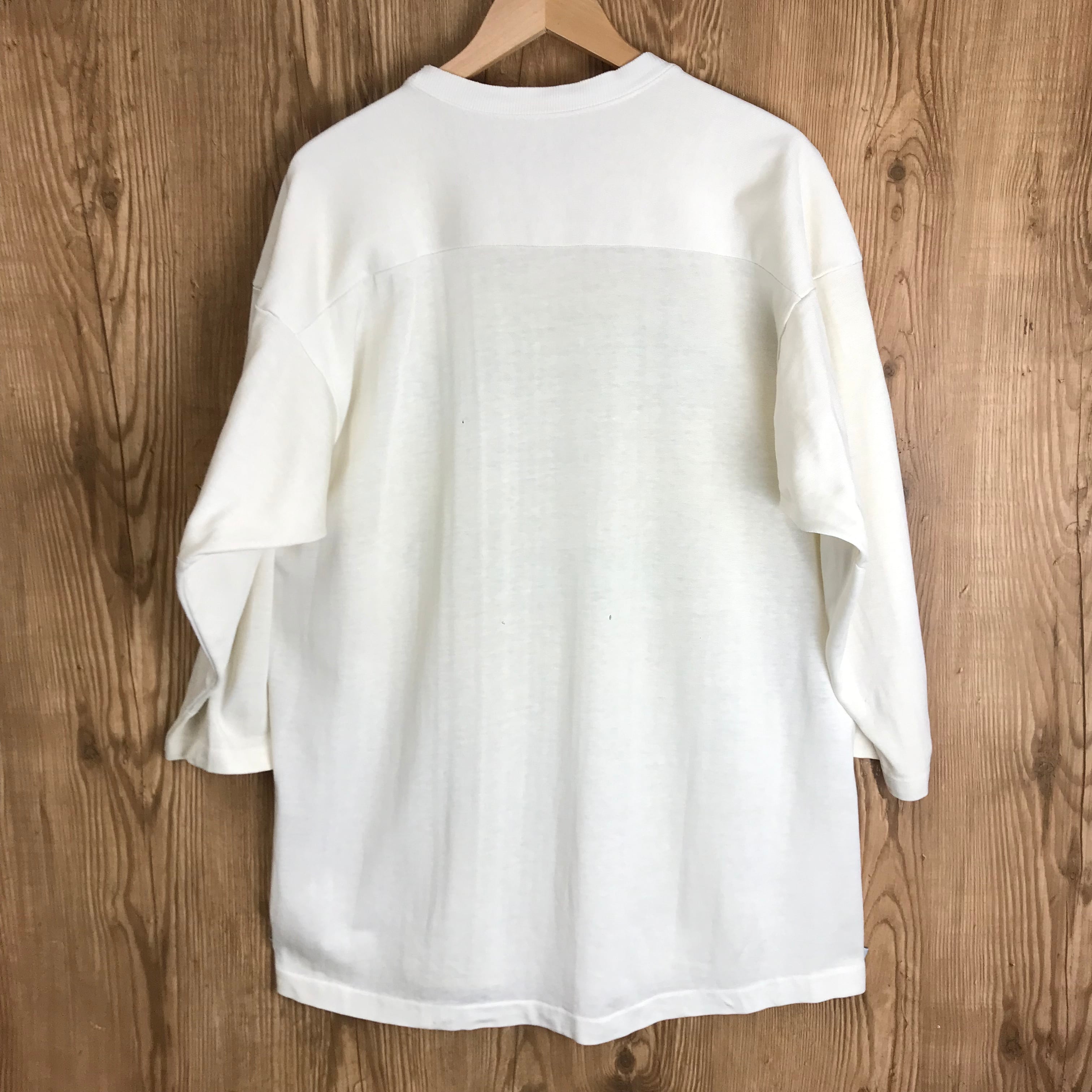USA製 70s VINTAGE Champion 染み込みプリント 七分袖 半袖 T-sh T