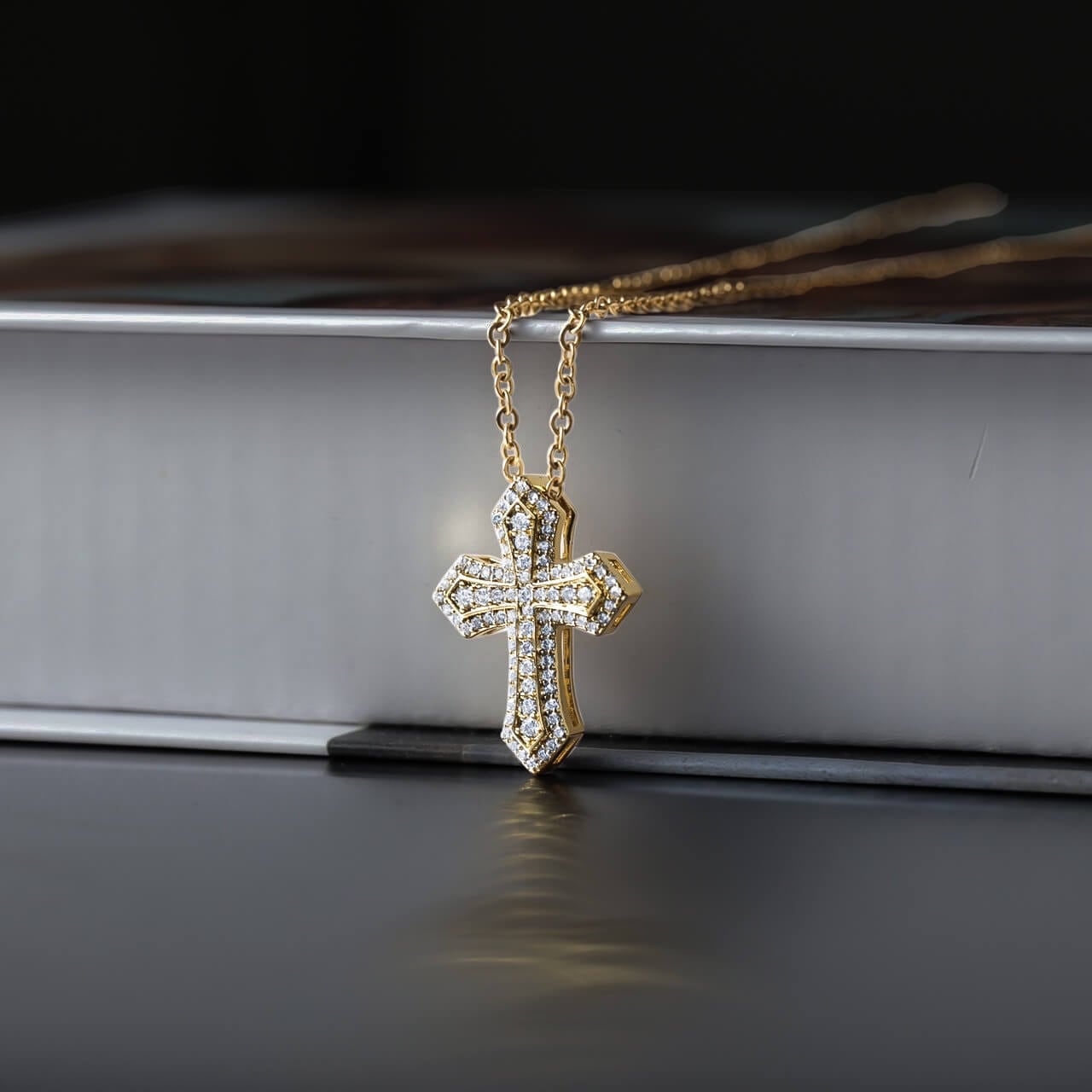 18kgp zirconia spada cross necklace VN2-99 | VERIELA