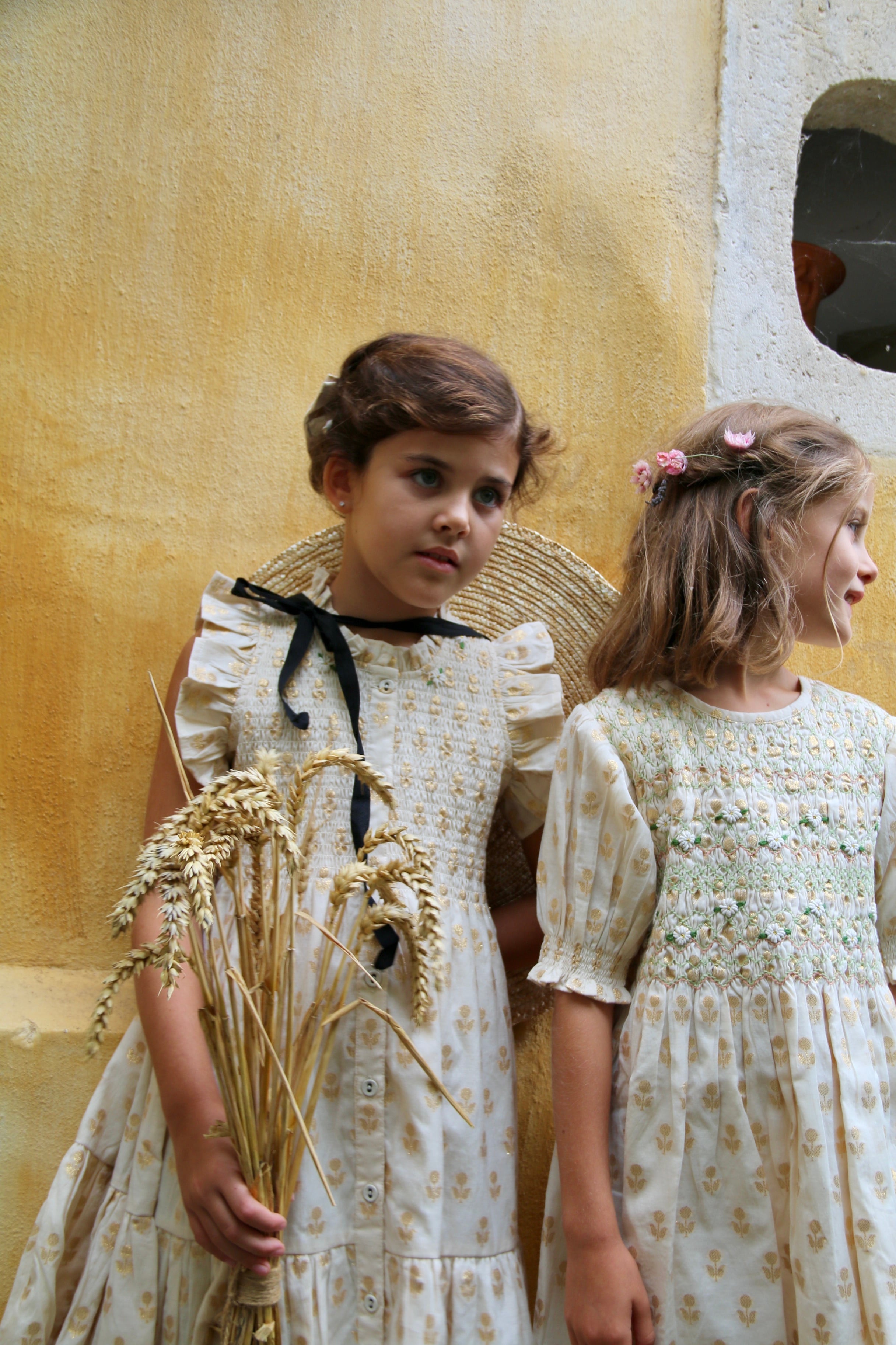Bonjour Diary / Ibiza Dress - Flowers lurex ecru Chanderi | aalto koti