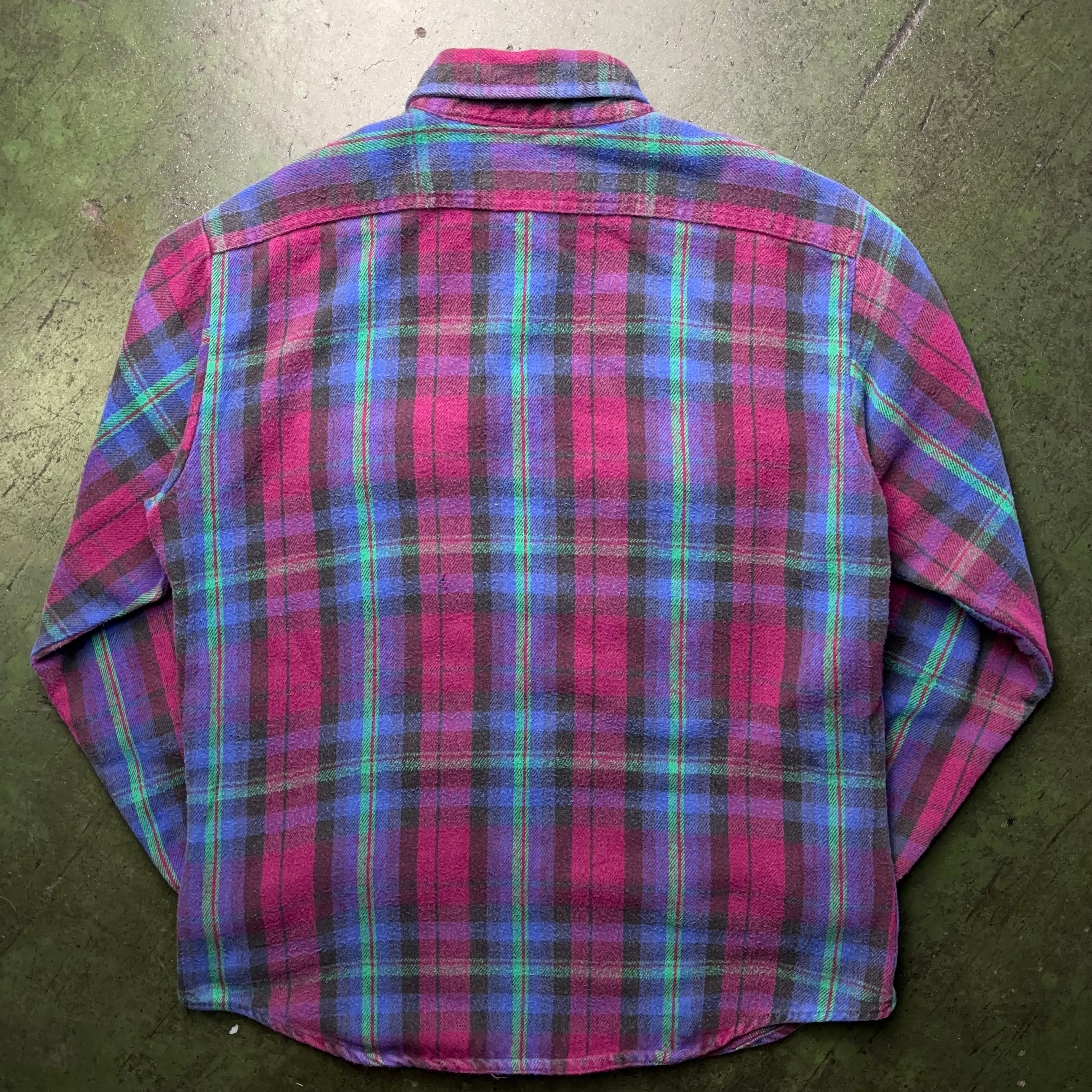 70's~80's FIVE BROTHER Plaid Flannel L/S Shirt SIZE L MADE IN USA