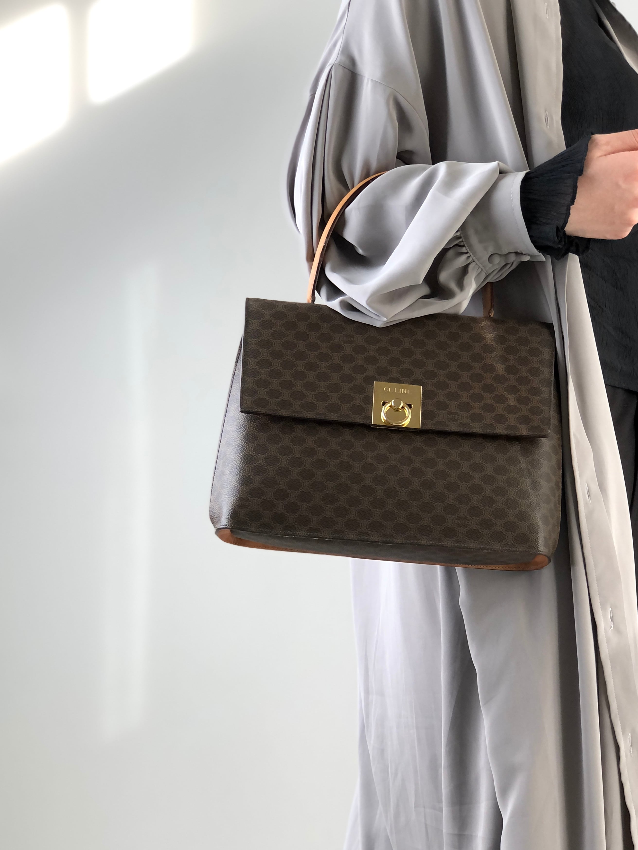 CELINE セリーヌ マカダム ハンドバッグ ブラウン ガンチーニ vintage