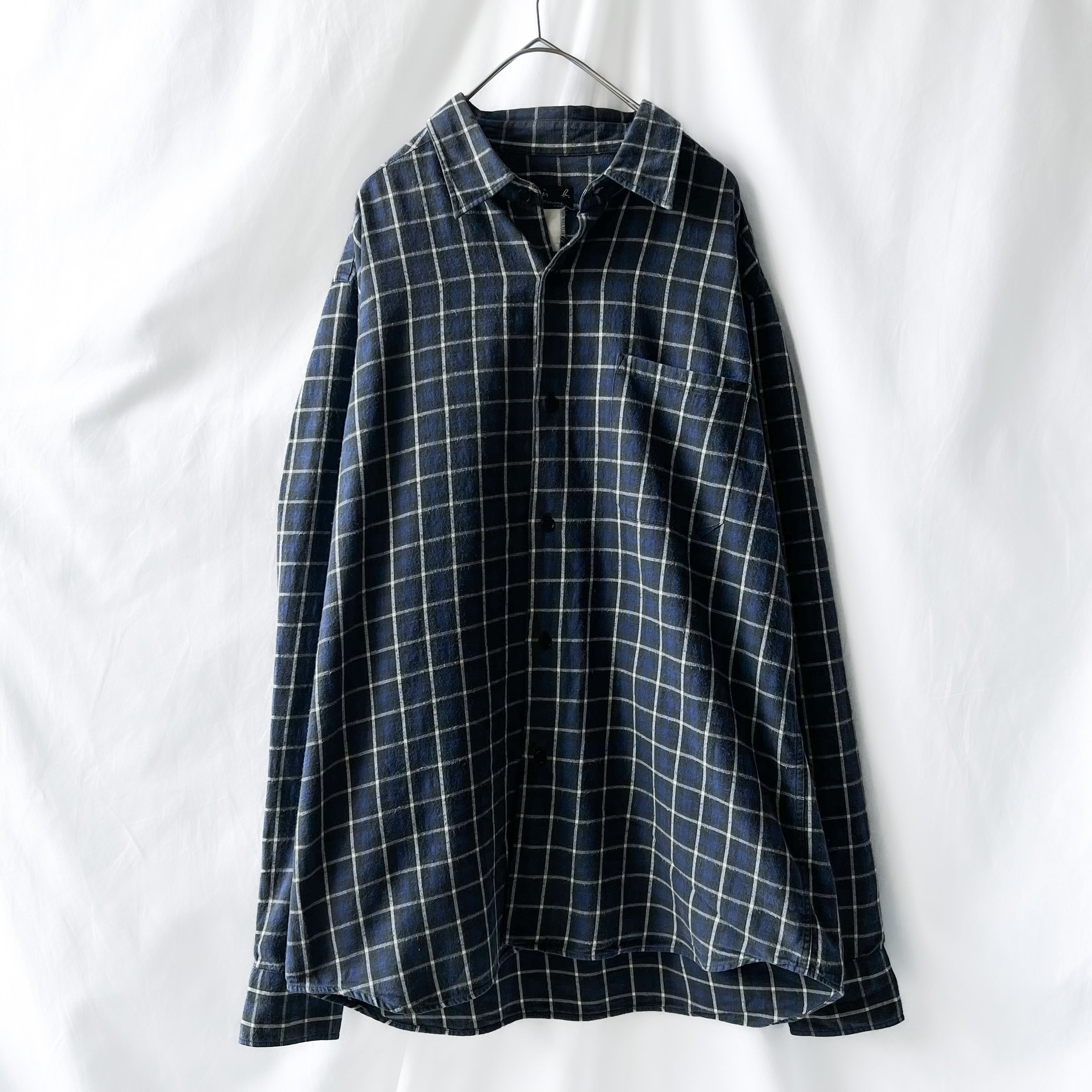 90s “agnes b” check pattern shirt made in France アニエスベー