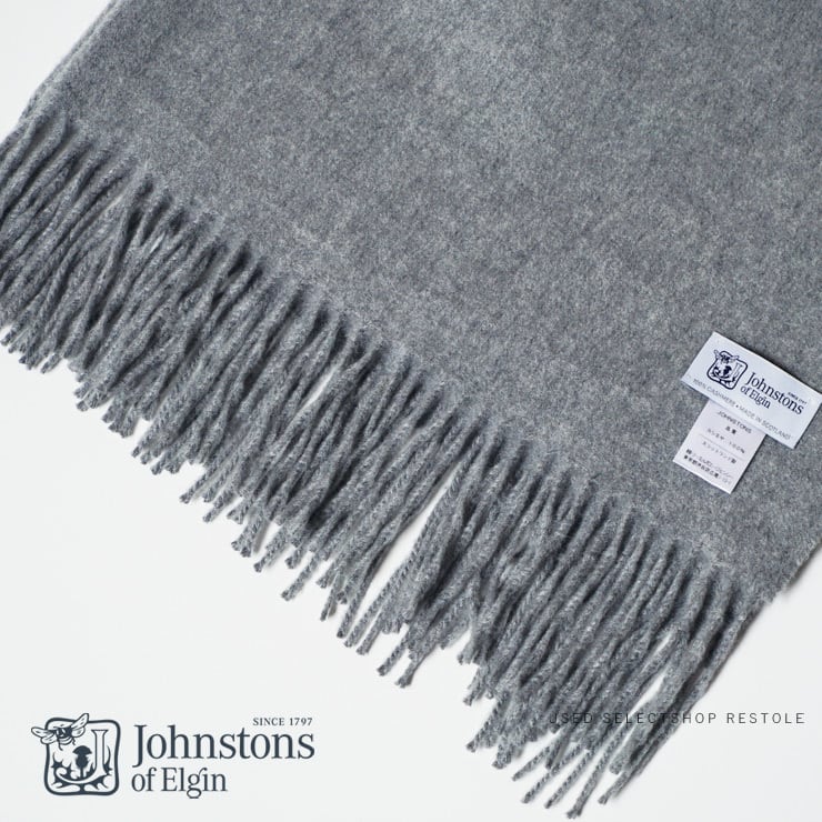 国内正規品・美品】ジョンストンズ カシミヤ大判ストール LIGHT GREY