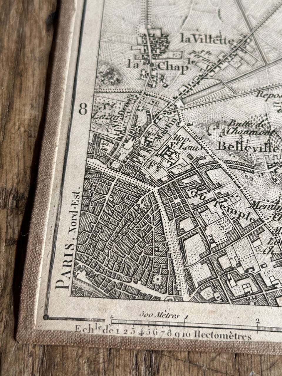 パリ北東部の地図 紙製 折りたたみ布製マップ PARIS | Brocante de La