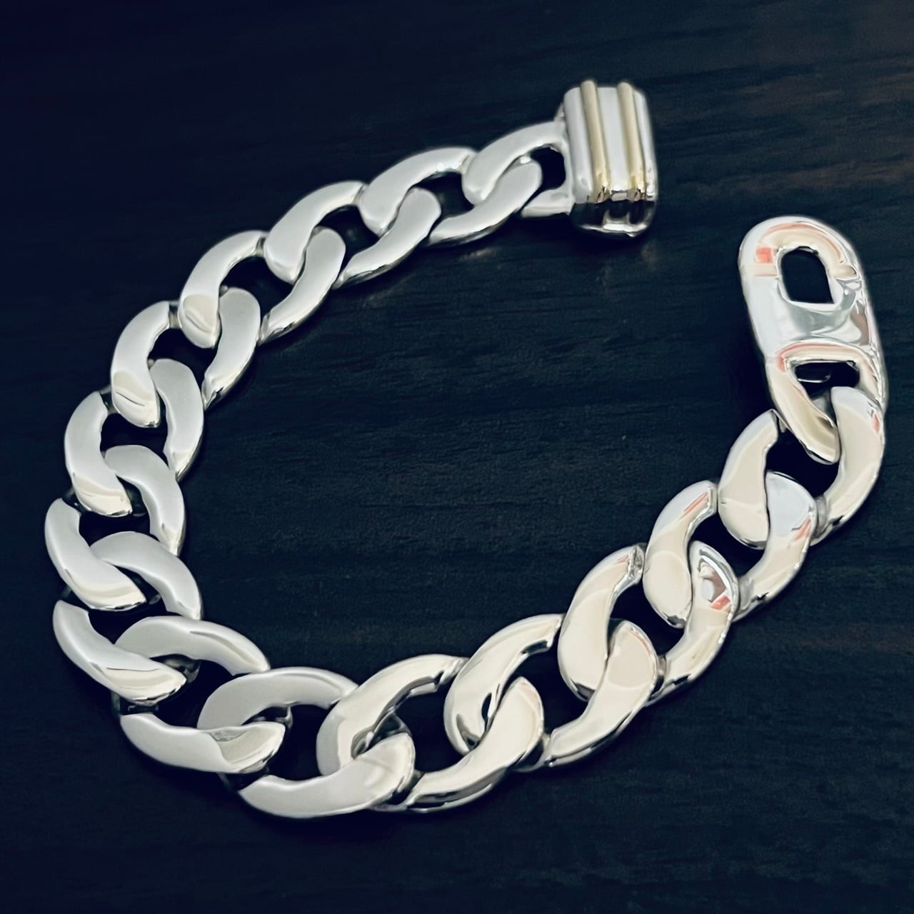 VINTAGE TIFFANY & CO. Flat Curb Chain Bracelet Sterling Silver