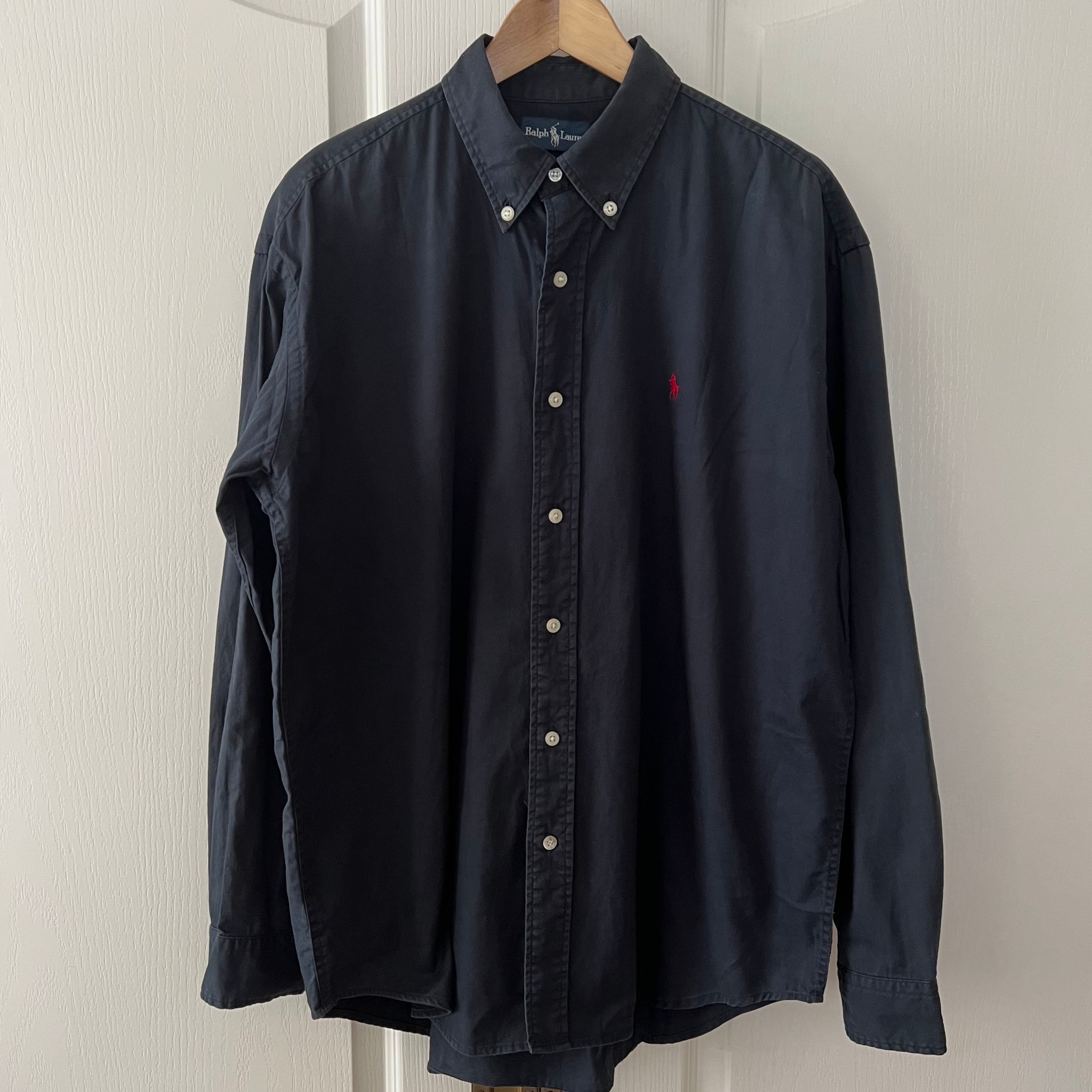 Ralph Lauren ラルフローレン 長袖 シャツ 無地 ブラック BLAKE M