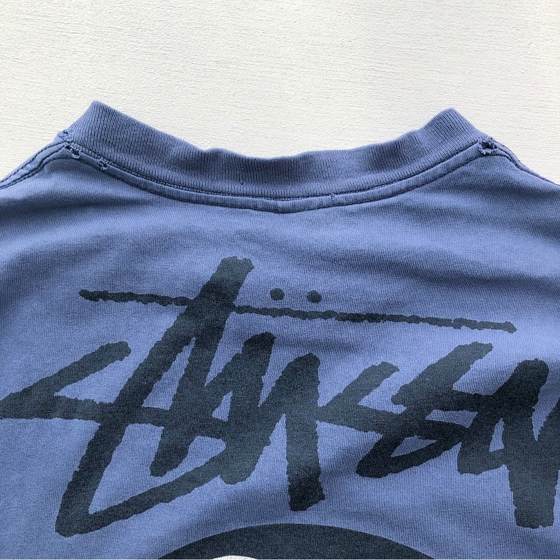 80～90s STUSSY USA製 黒タグ 8ボール Tシャツ ネイビー 表記(L