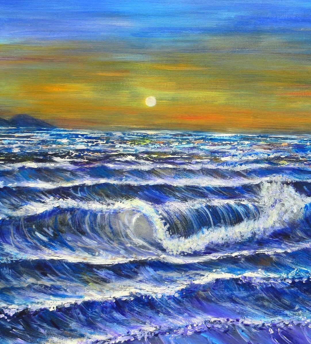 夏の海」F8油彩画 油絵 絵画 風景画 原画 夏の海」F8油彩