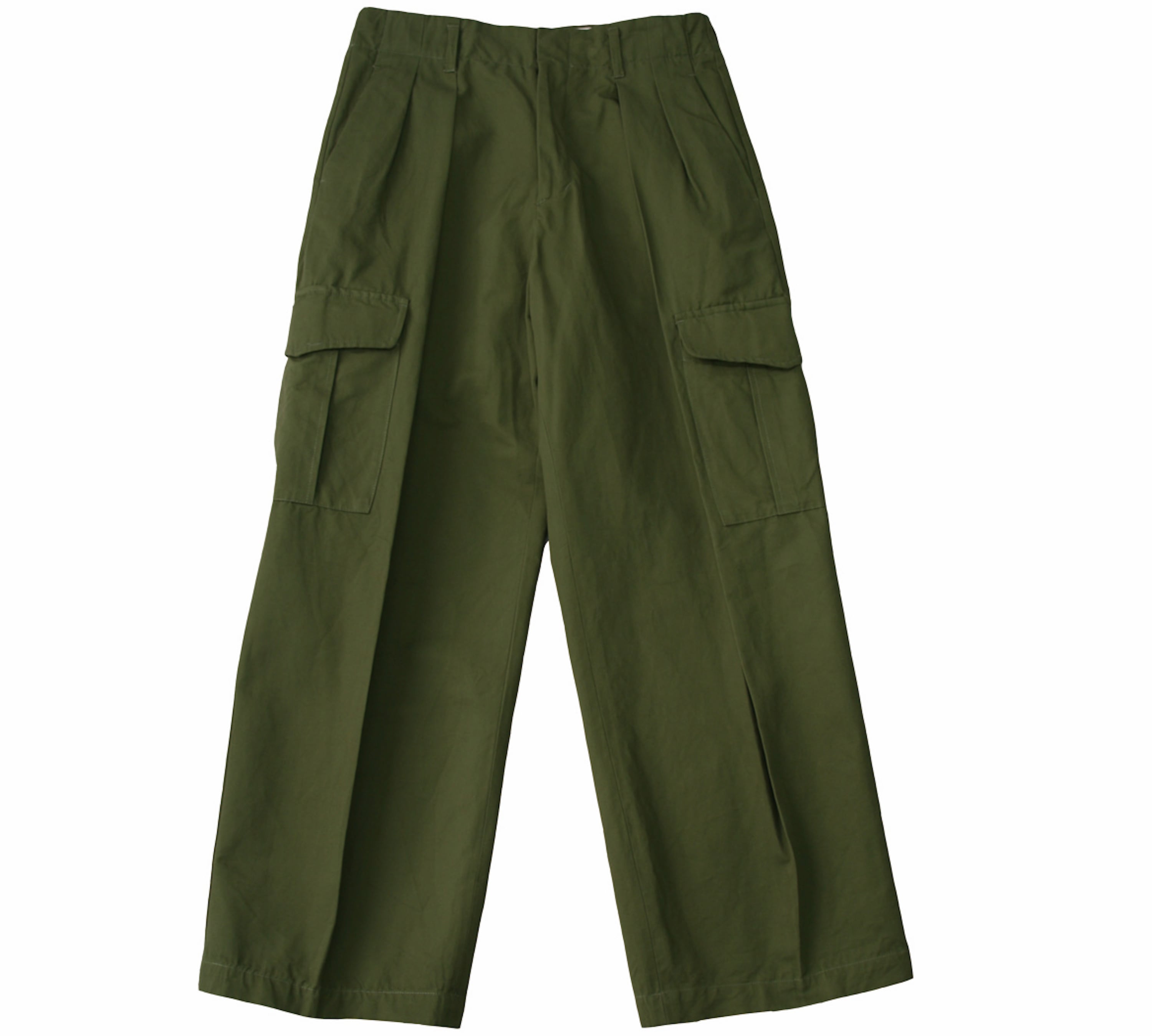 C/LI DOUBLE TUCK CARGO PANTS / 綿麻ダブルタックカーゴパンツ (KHAKI