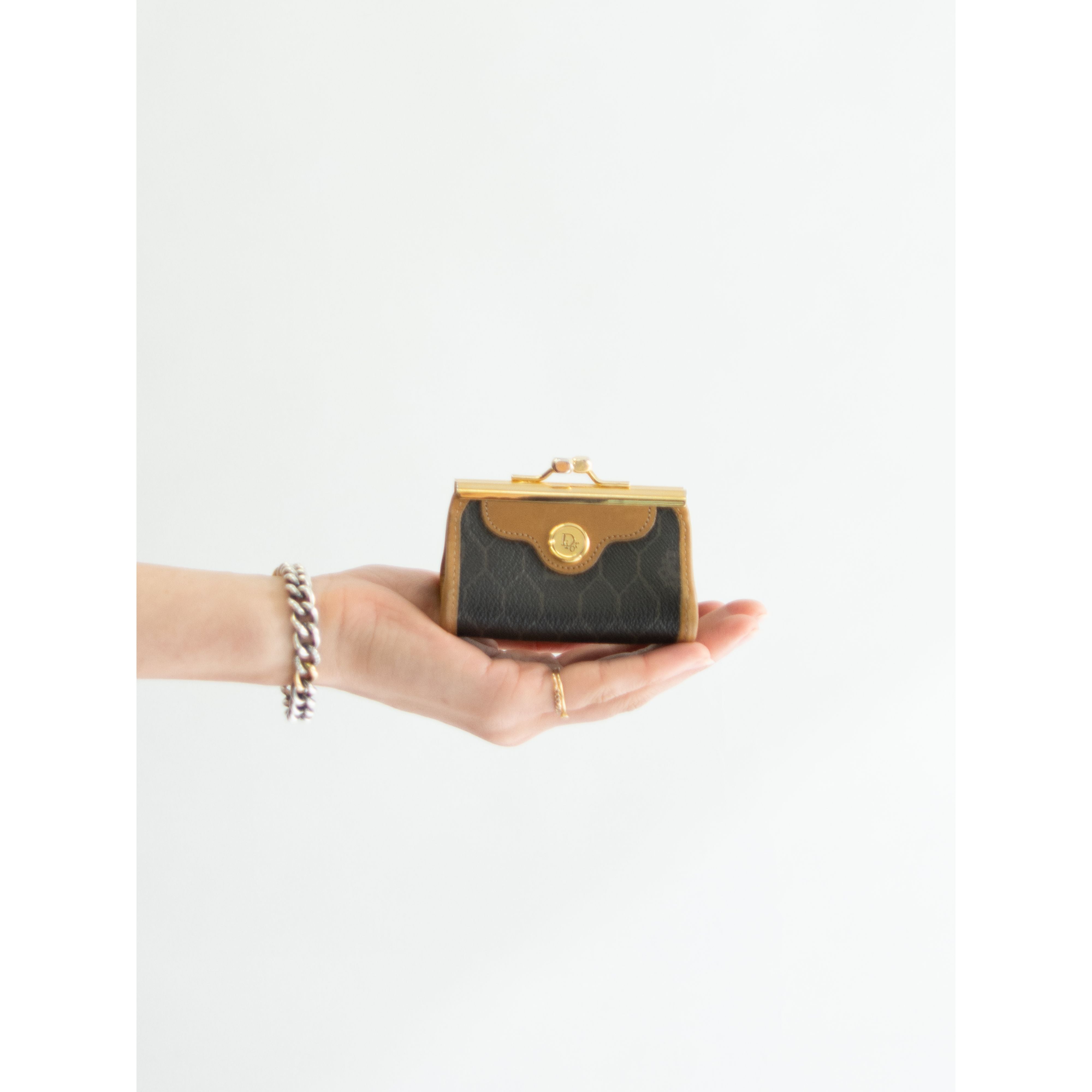 Christian Dior】Made in France PVC×Leather coin purse