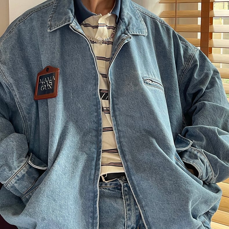 MamaHasGunウォッシュドデニムスタジャン | mblueshop