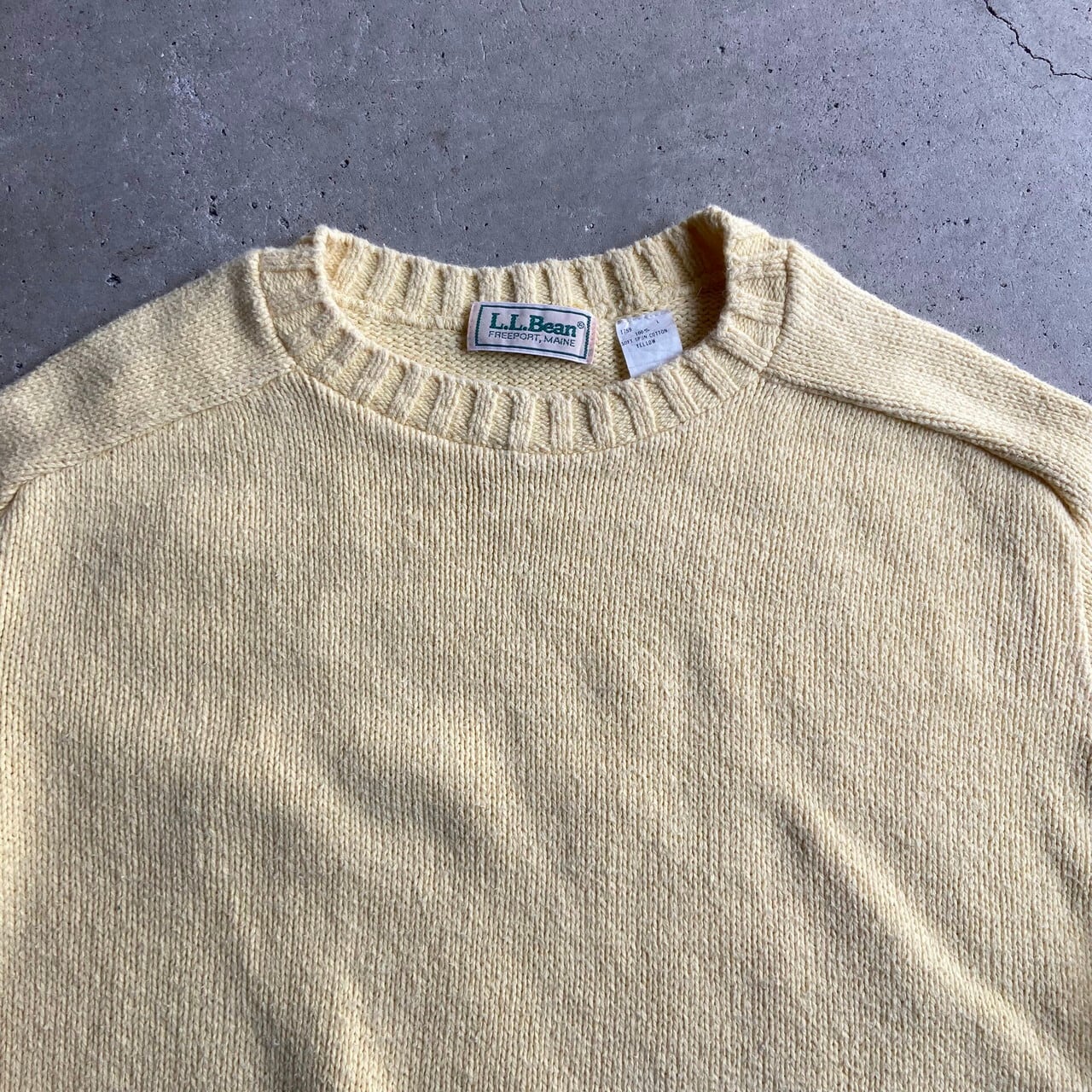 80年代 USA製 L.L.Bean 無地 コットン ニットセーター メンズL 古着