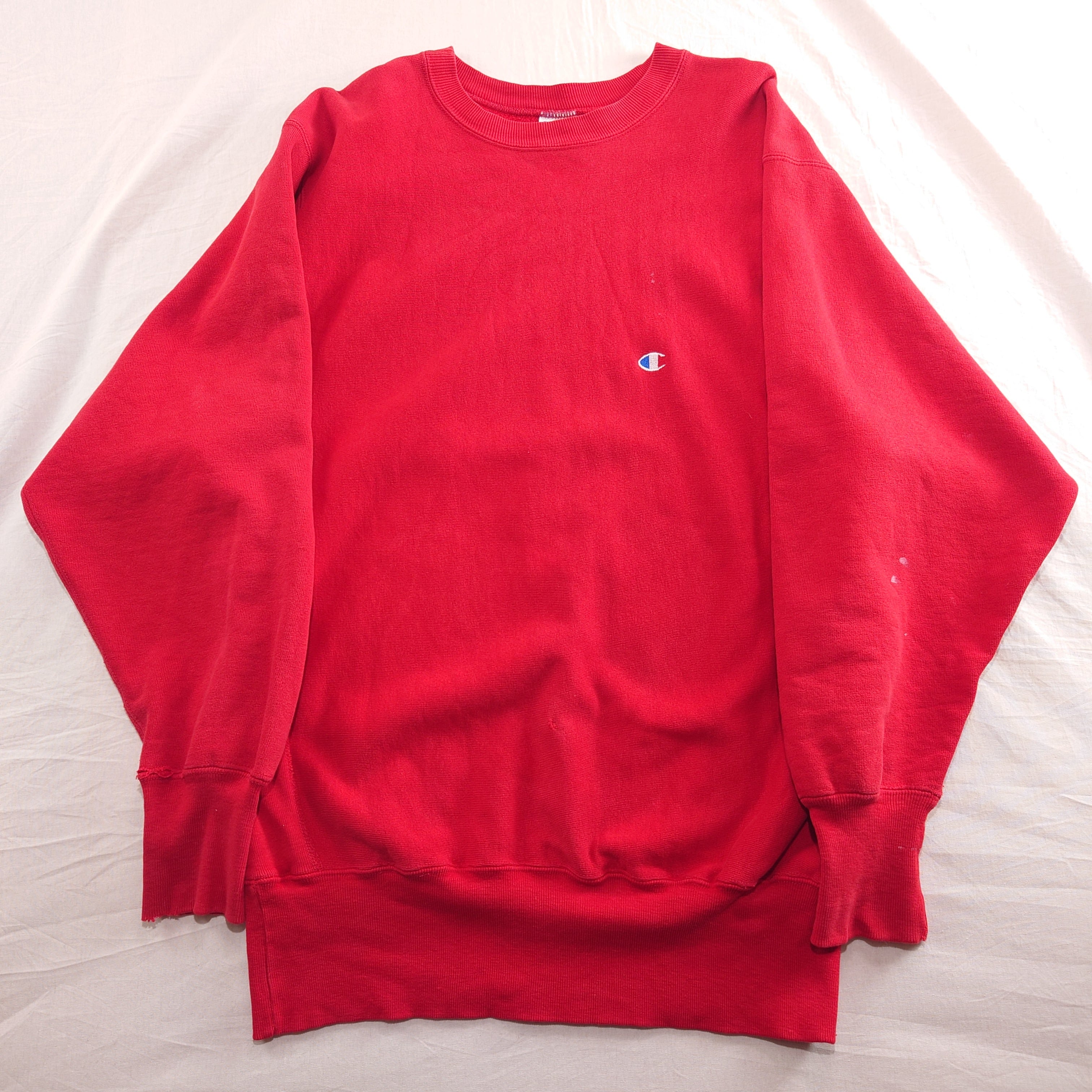 USA製90s】Champion リバースウィーブ 青目ワンポイント 赤 XL