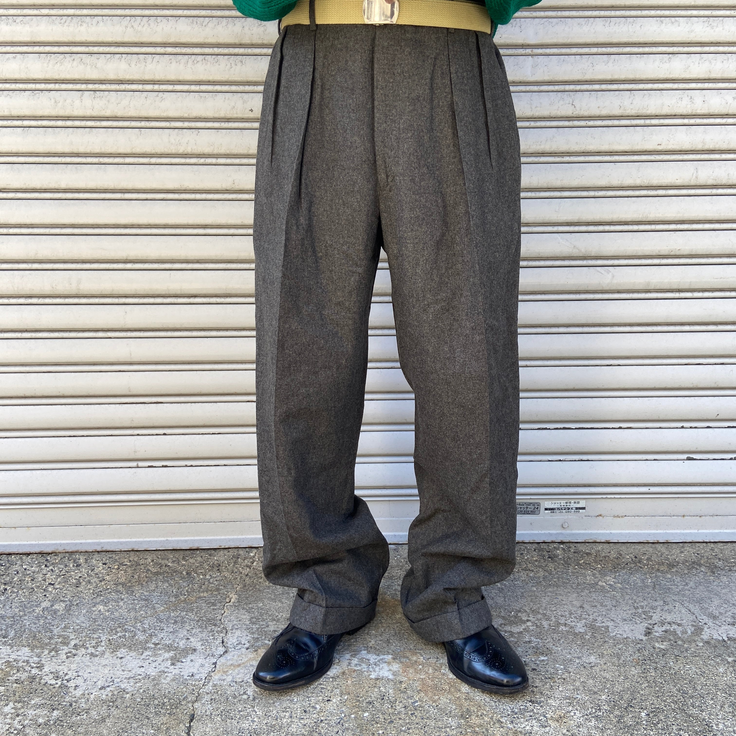 80s USA製 RalphLauren 2タックウールスラックス 鼠色 W34 | 古着屋 Uan