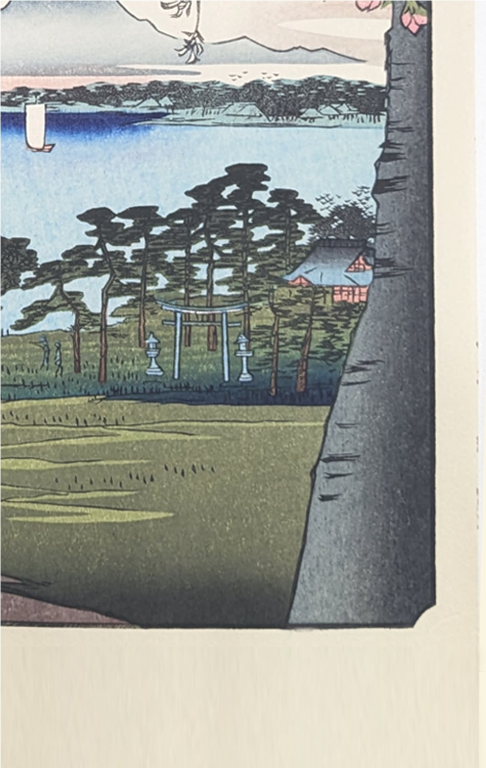 木版画】歌川広重「名所江戸百景 隅田川水神の森真崎」手摺り作品