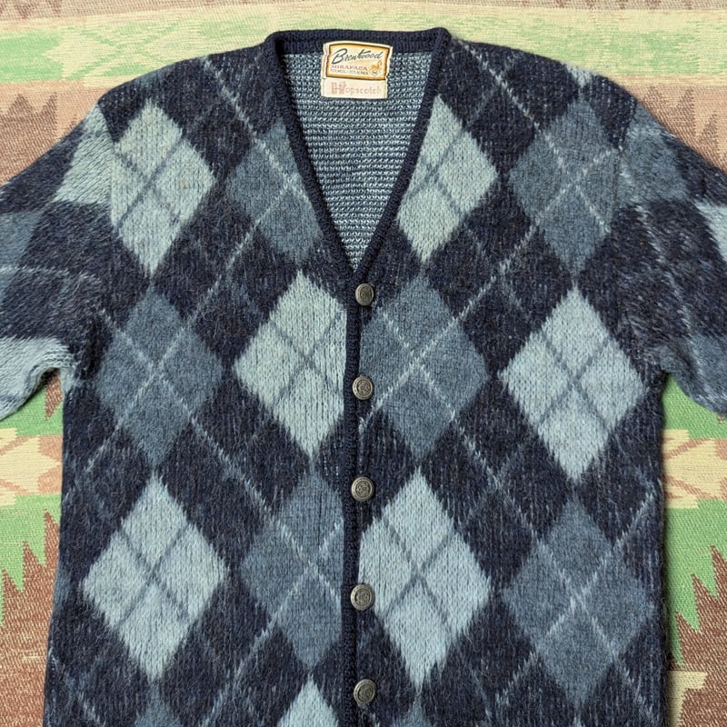 60s Brentwood MIRAPACA Wool/Alpaca Argyle Cardigan (M) | Wonder