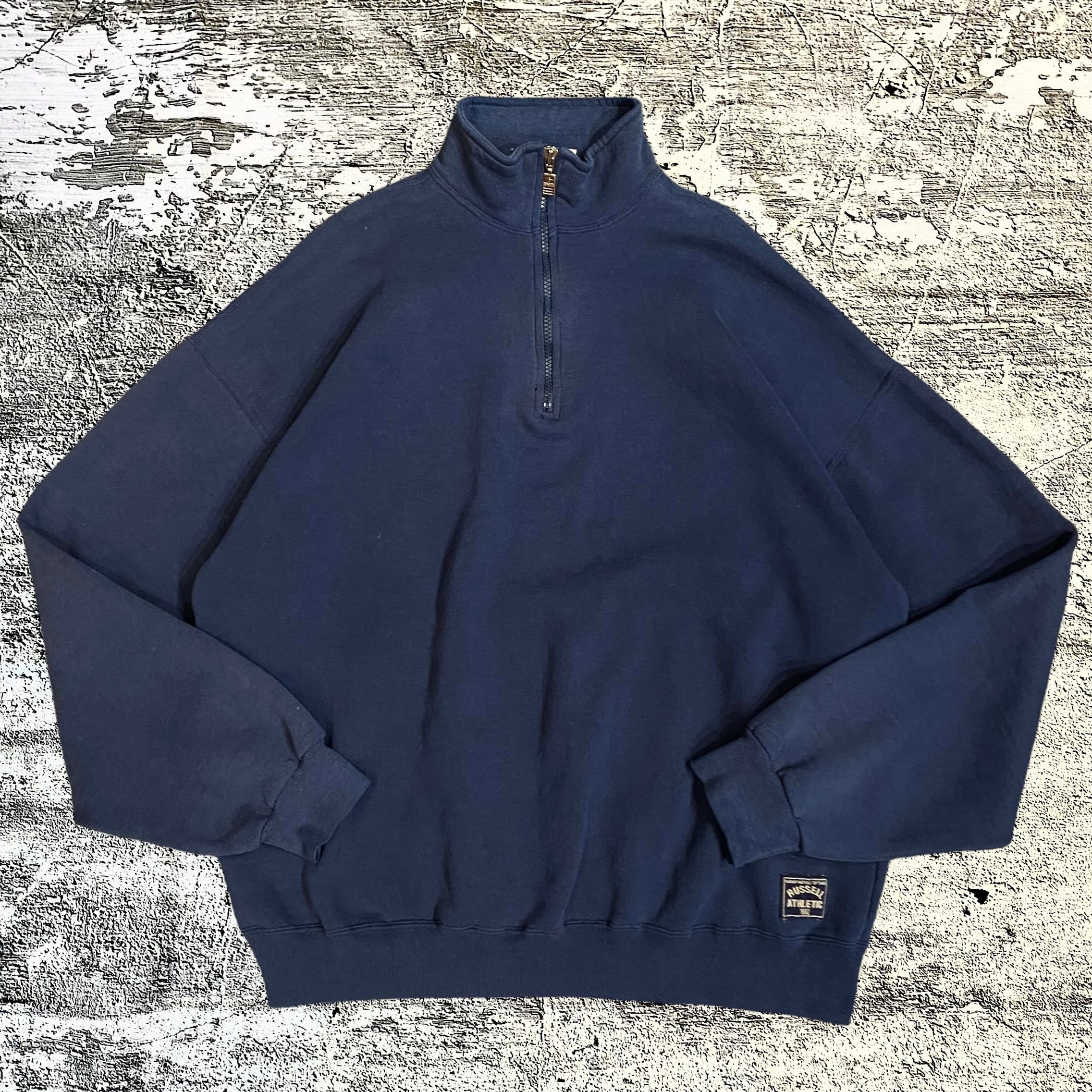 90s RUSSELL ATHLETIC USA製 ハーフジップ スウェット XXL ネイビー 紺