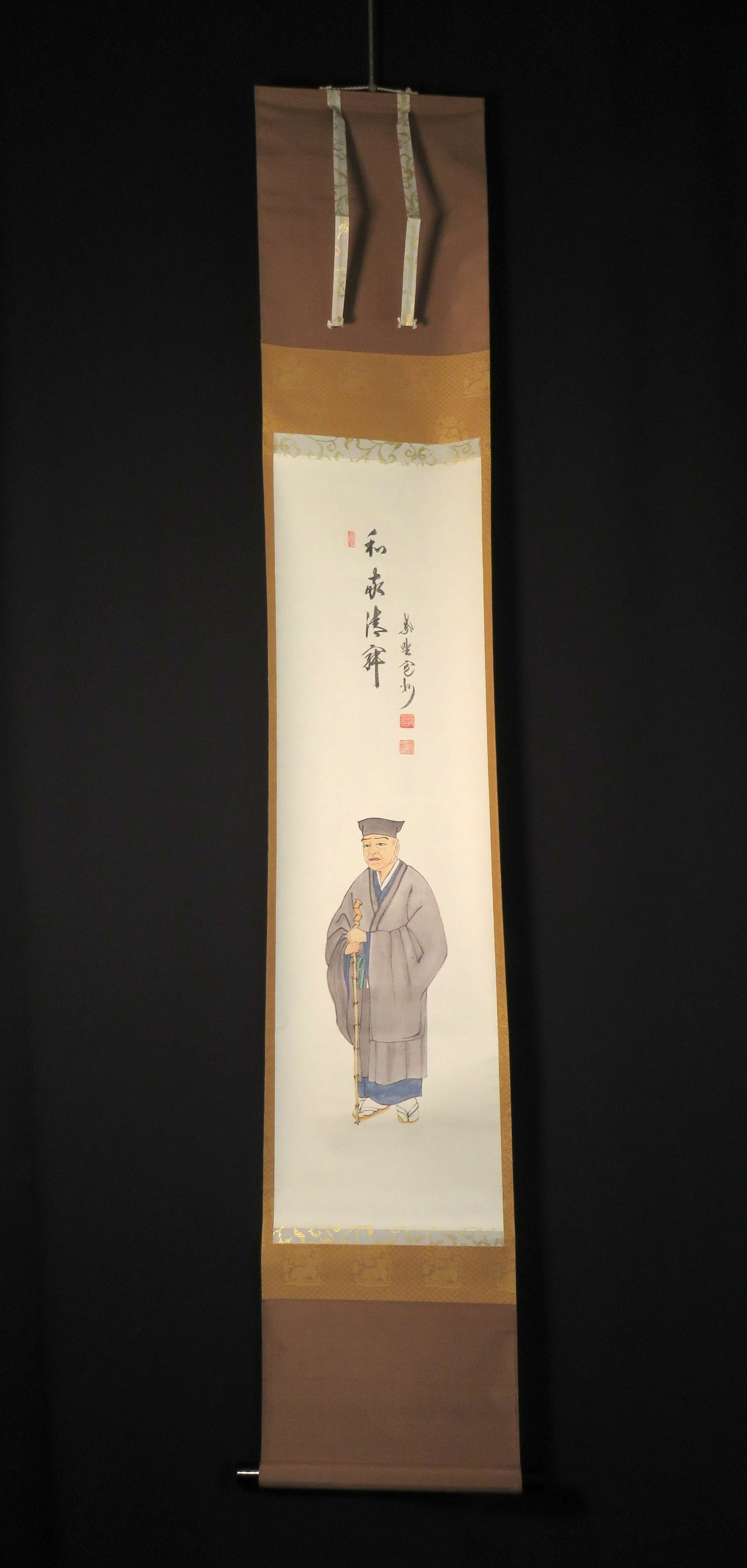 軸 商売繁盛 お守り 絵 白狐 稲荷 神 御神符 日本 美術 骨董 インテリア 美