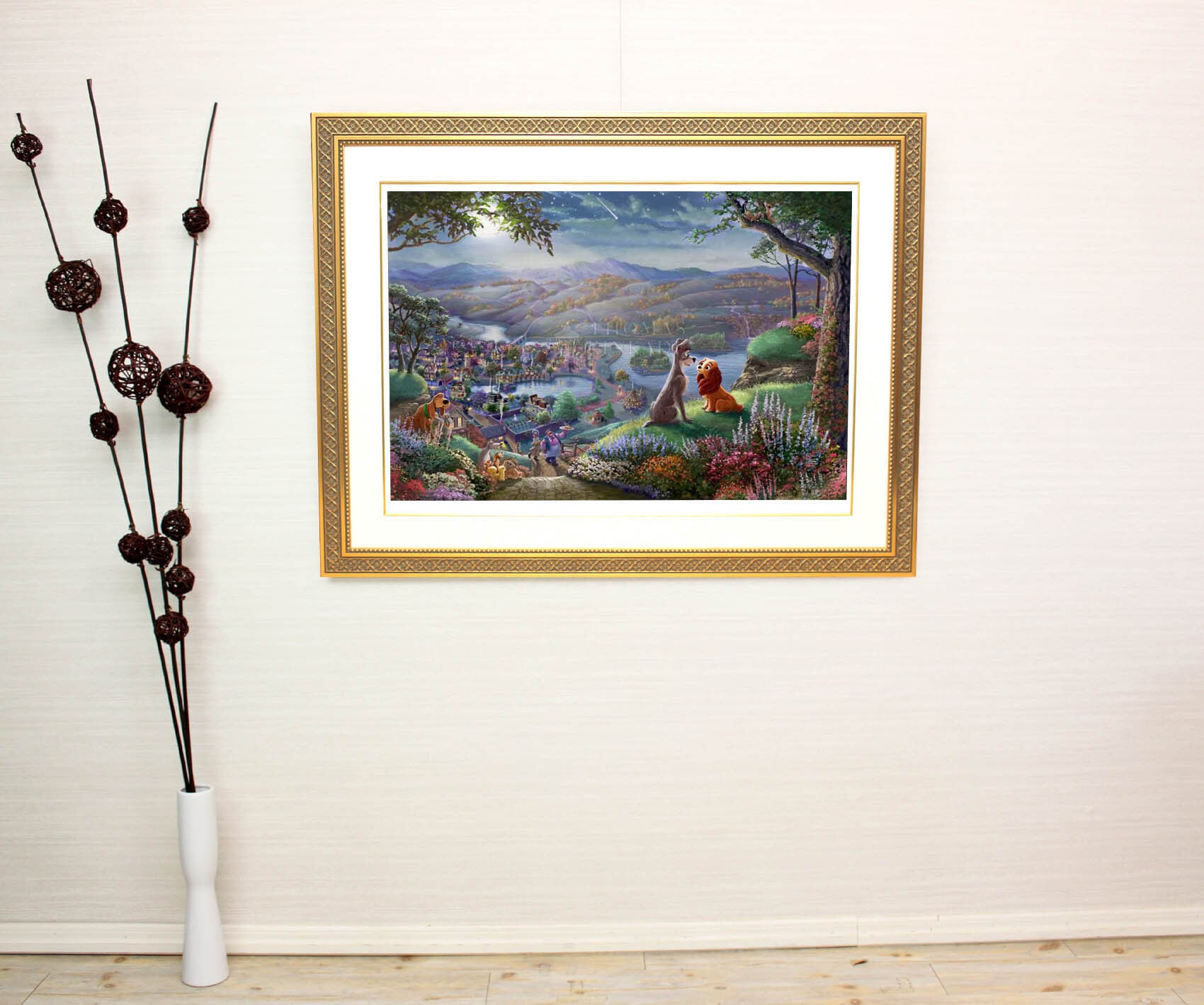 ディズニー絵画 わんわん物語/フォーリン ラブ 作品証明書 展示用