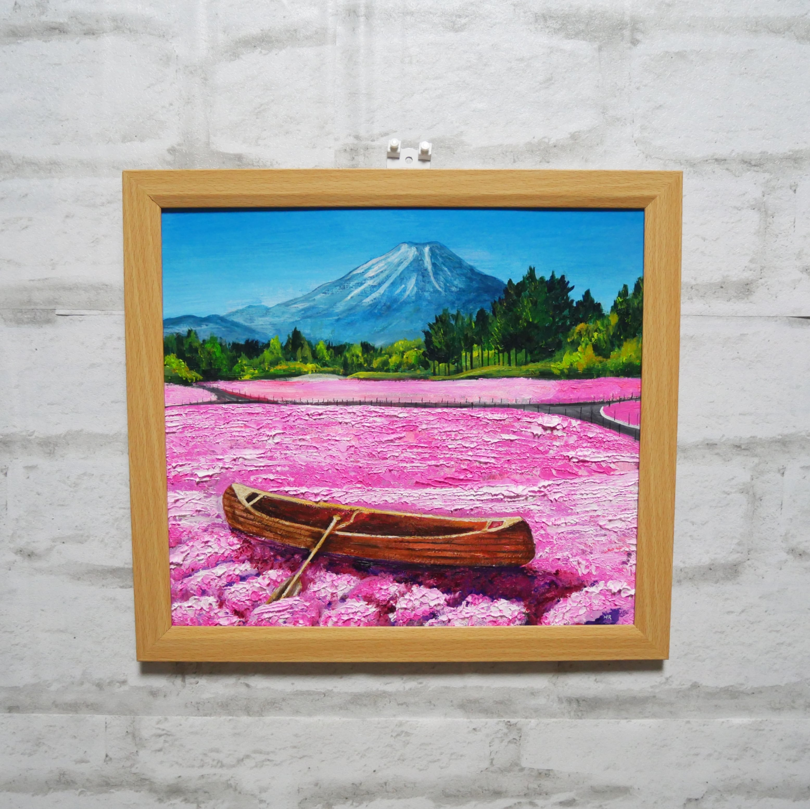 油彩画 海 小屋 真作】絵画 油彩10号 夏の海辺 活気溢れるビーチの風景