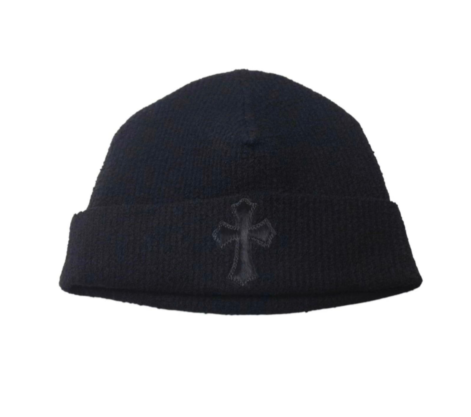 CHROME HEARTS クロムハーツ ニットキャップ クロスパッチ ハラコ