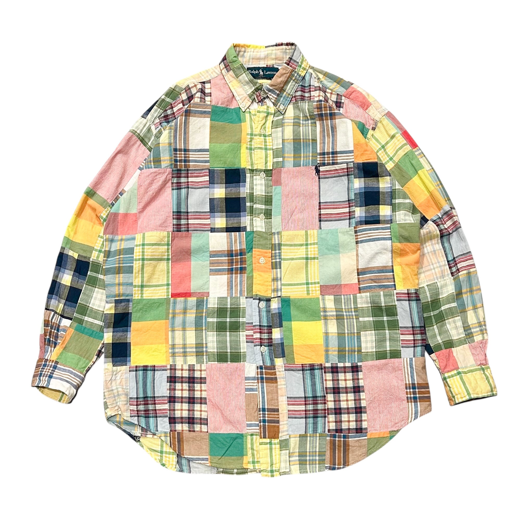 90s Ralph Lauren Patchwork L/S Shirt M / ラルフローレン パッチ