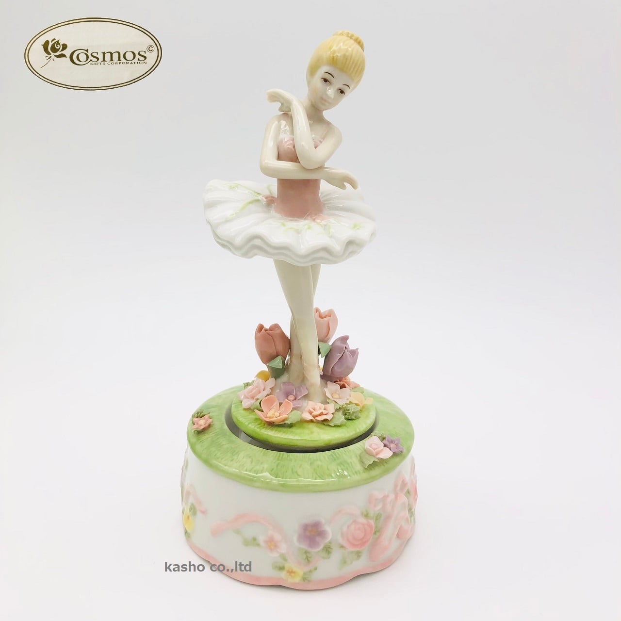 バレリーナとフラワー陶磁器回転オルゴール | マイドイン雑貨