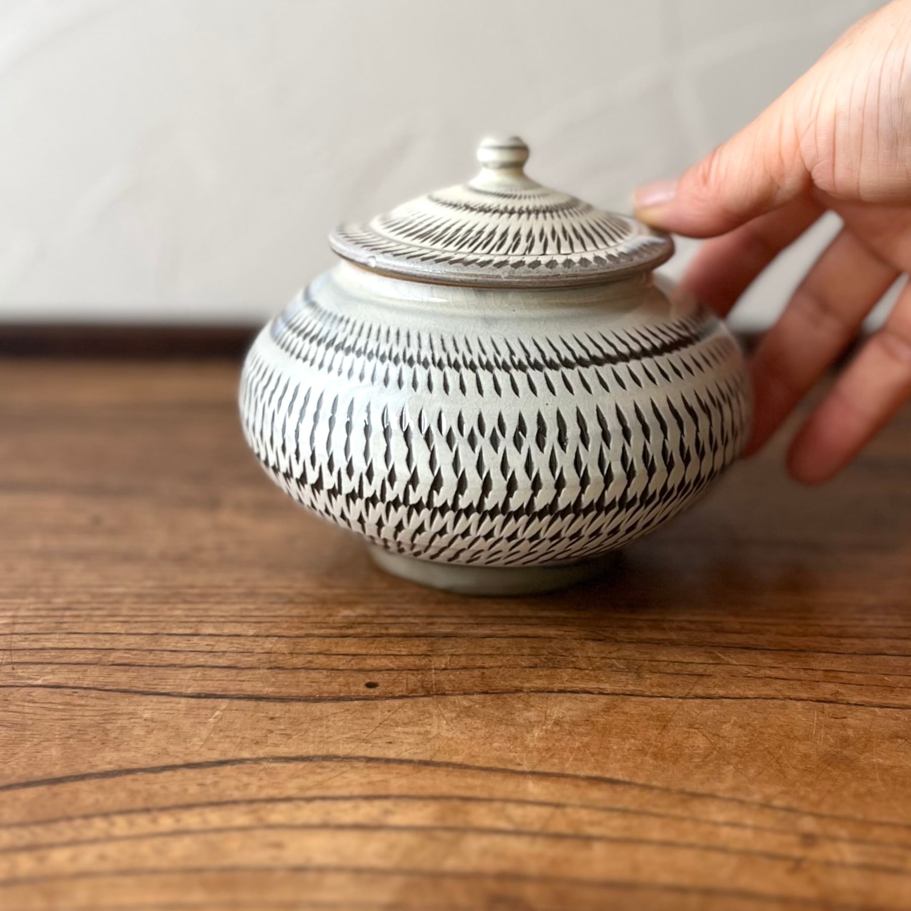 小鹿田焼◇小壺 うるか壺 飛びかんな | 古家具古道具kuon