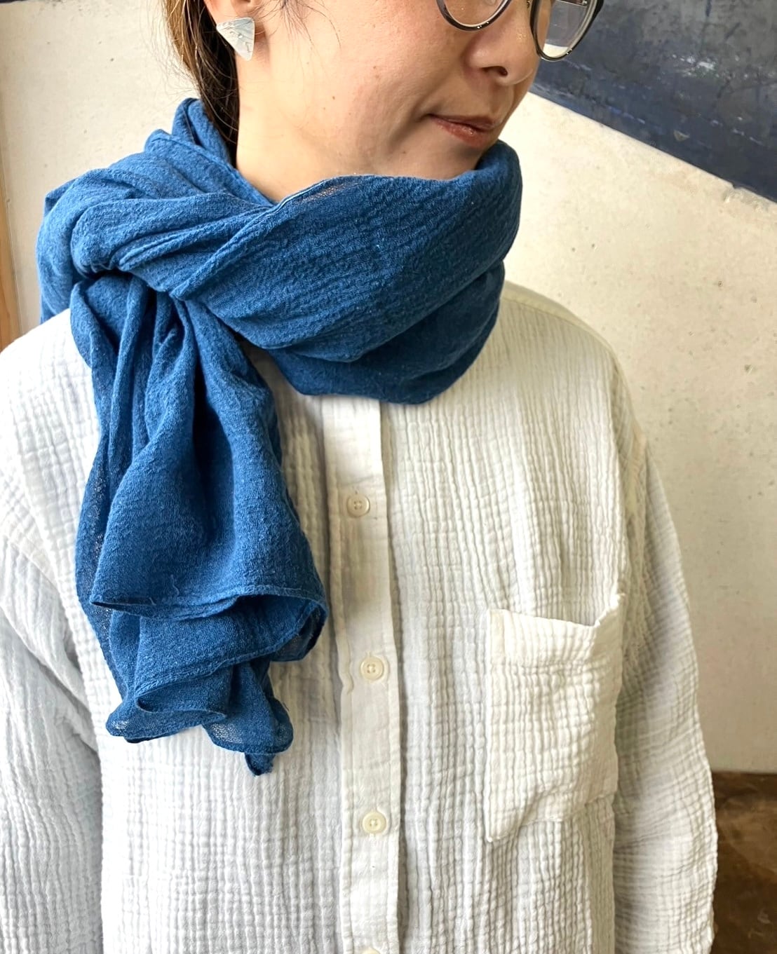藍染 ガーゼストール大判 | 藍染工房ちずぶるー / Japanese Indigo