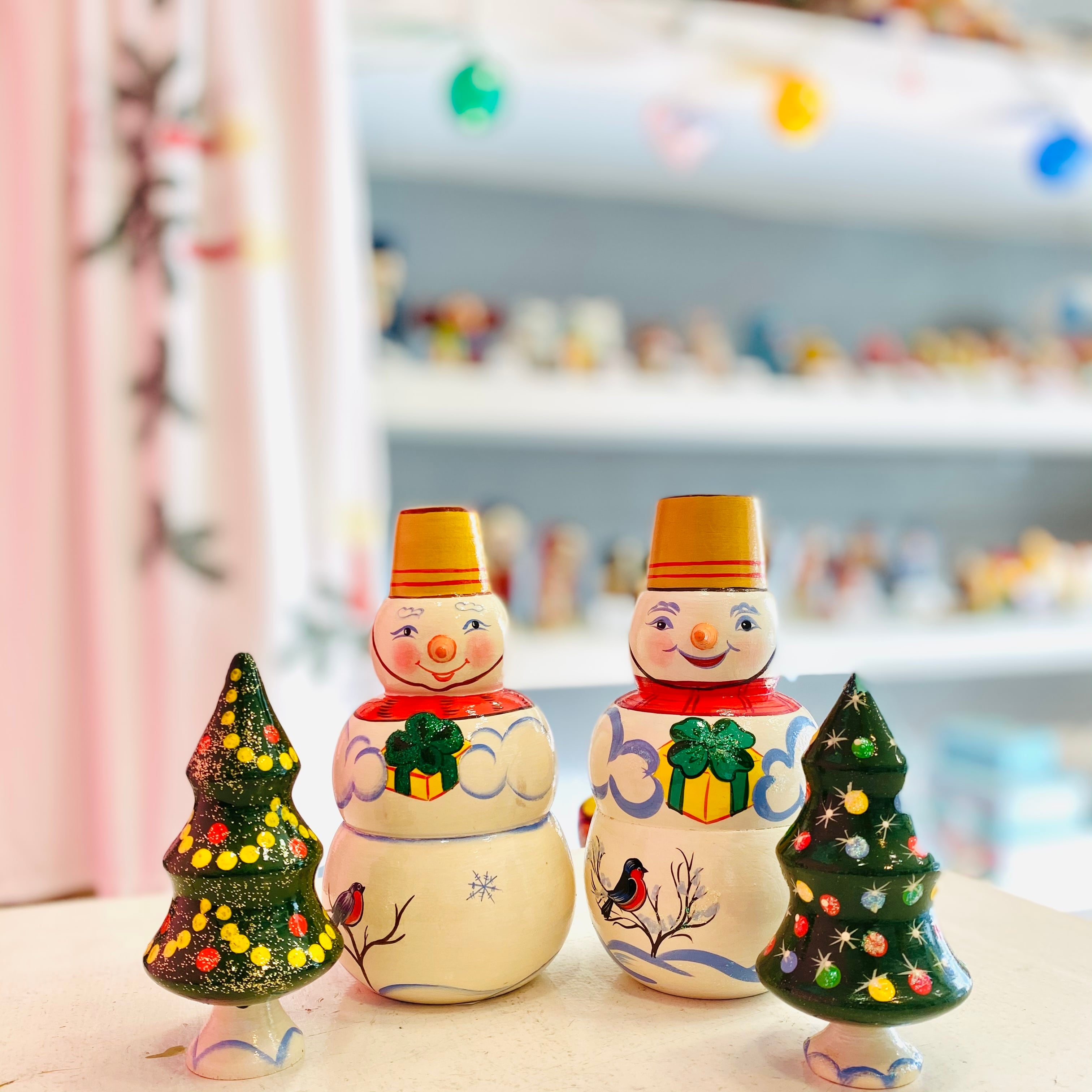 ロシア クリスマス 雪だるま ツリー 2ピース マトリョーシカ